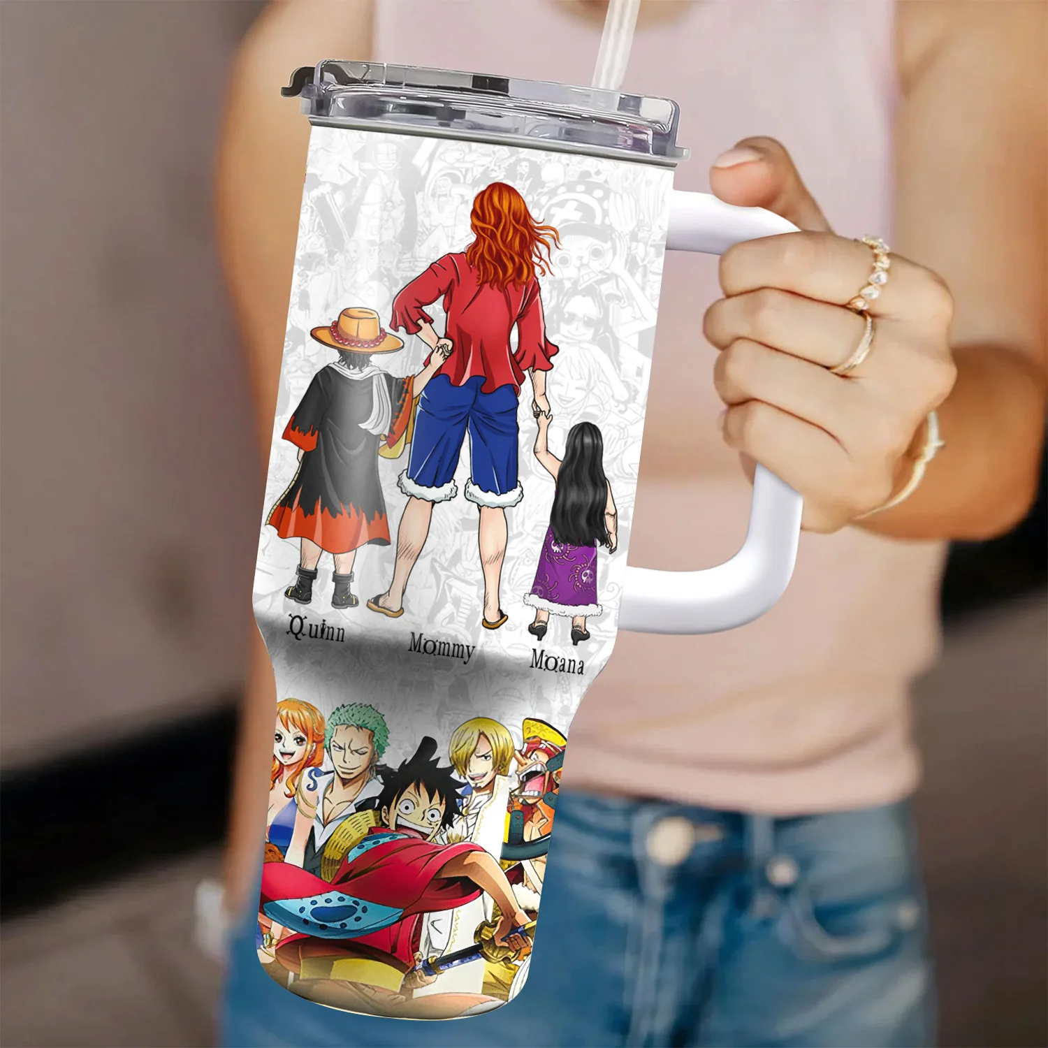Mom King Of The Pirates And Our Super Hero - Personalized 40oz Tumbler Cup With Straw - Gift For Mom, Mother's Day | CL11.ver2 NA94 - Image 3