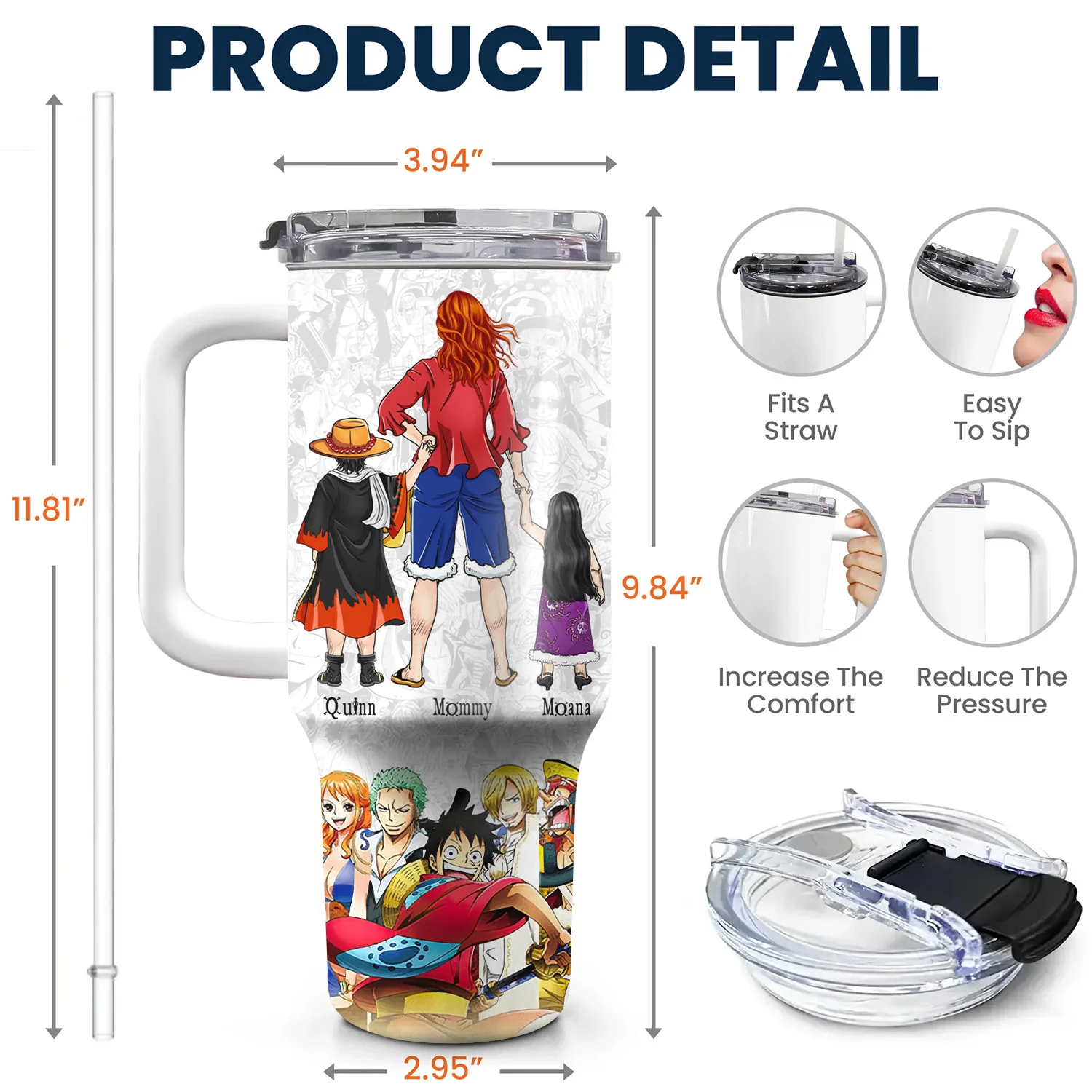 Mom King Of The Pirates And Our Super Hero - Personalized 40oz Tumbler Cup With Straw - Gift For Mom, Mother's Day | CL11.ver2 NA94 - Image 5