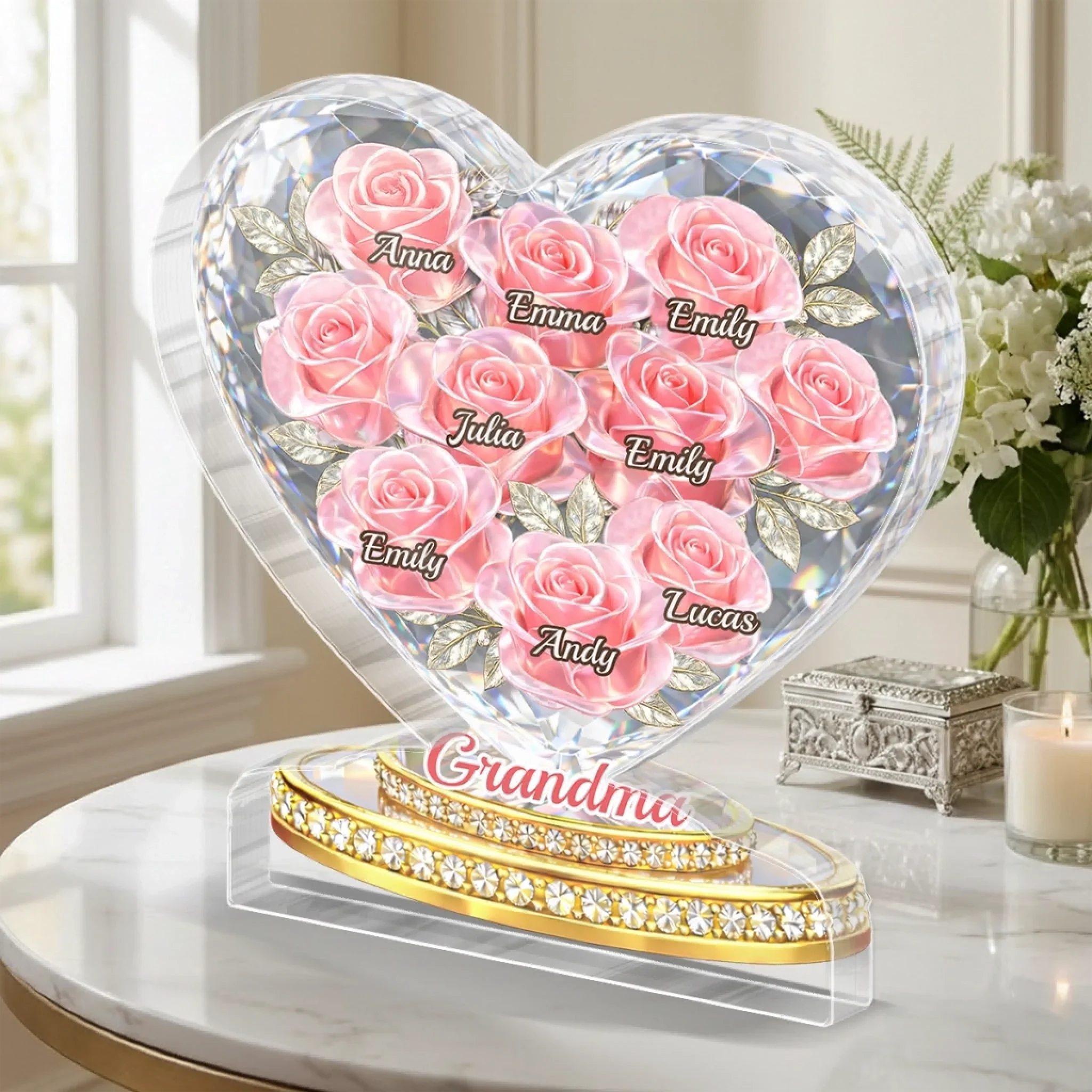 Mom Love Never Ends - Personalized Shape Acrylic Plaque - Gift For Mom, Grandma HN02 - Image 2