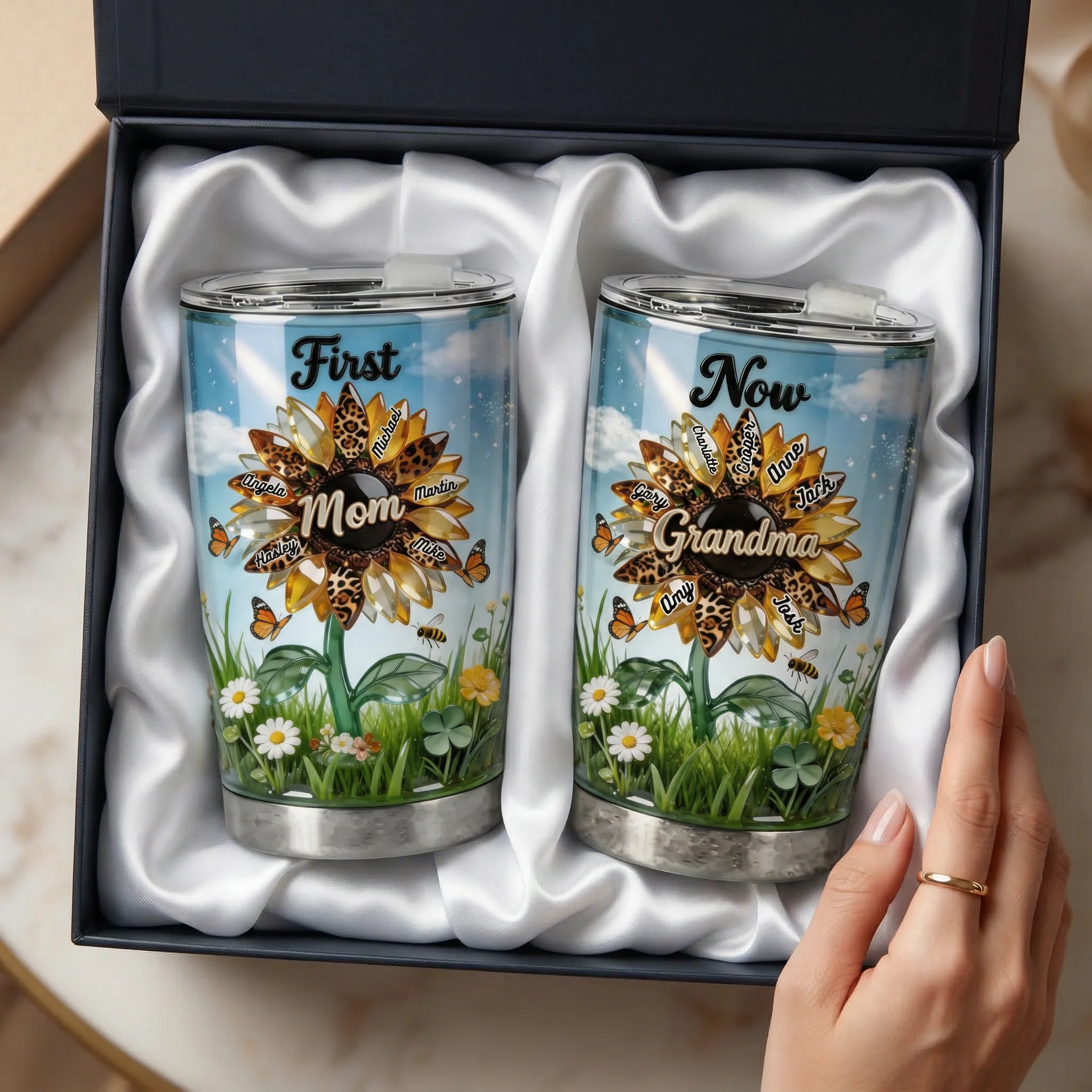 Mom To Grandma Sunflower - Personalized Tumbler - Gift For Mom, Grandma - Image 3