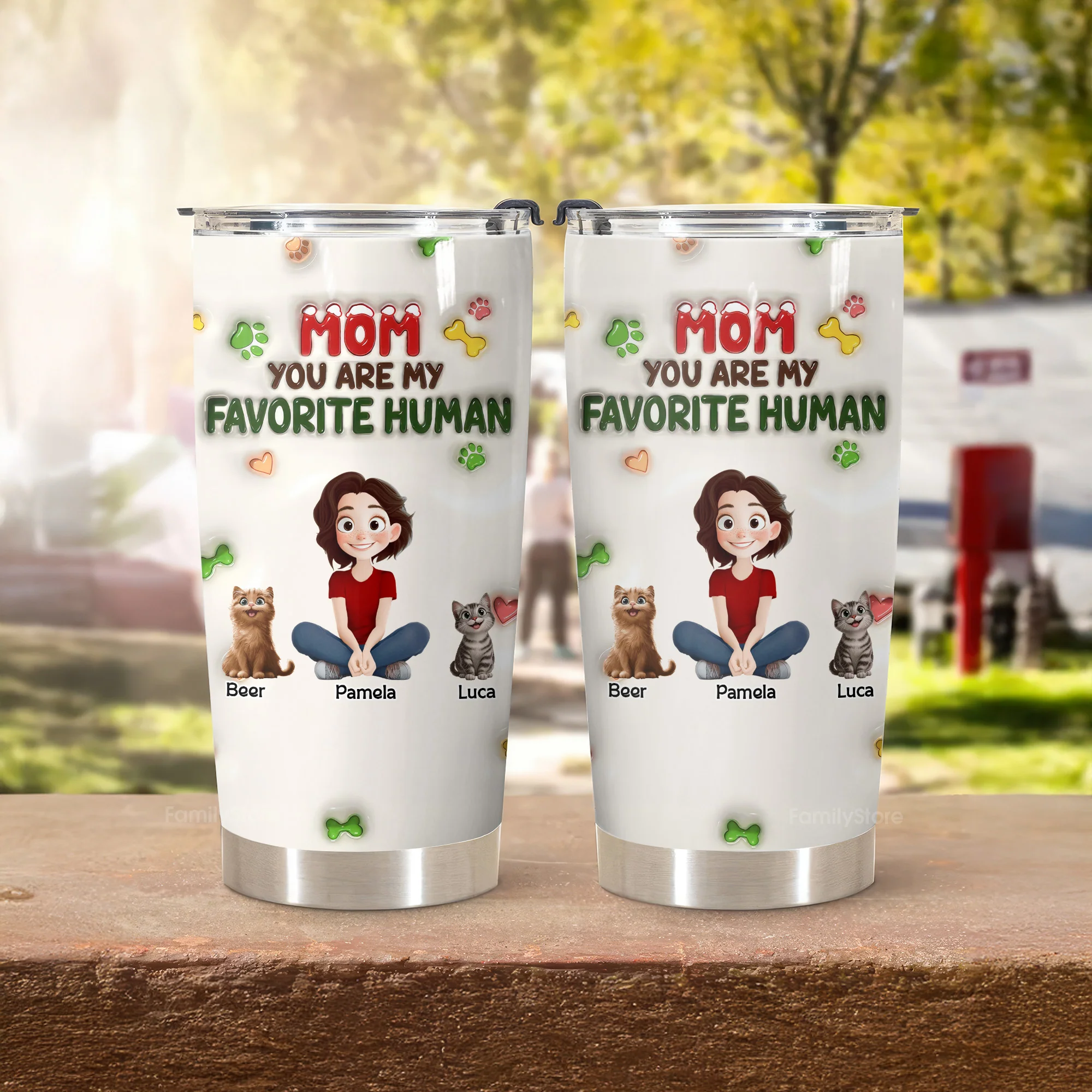 Mom You Are My Favorite Human 3D Inflated Effect Cartoon Cat - Personalized Tumbler Cup - Gift for Pet Owners, Pet Lovers, Cat Mom | CLP15 NH96 - Image 5