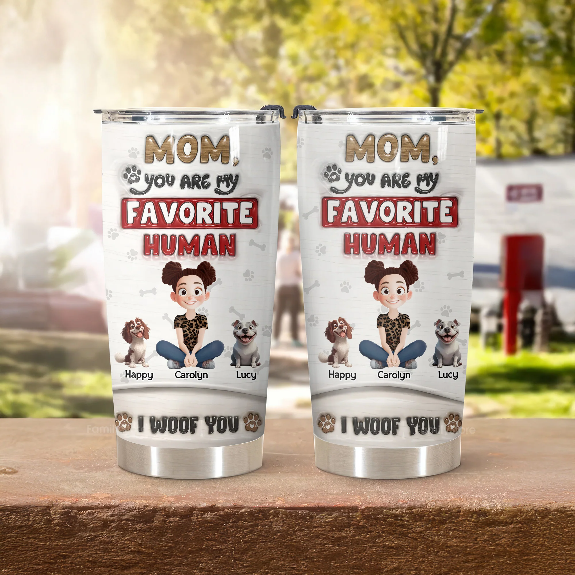 Mom You Are Our Favorite Human 3D Inflated Effect Cartoon Dog - Personalized Tumbler Cup - Gift for Pet Owners, Pet Lovers, Dog Mom | CLP15 NH96 - Image 3