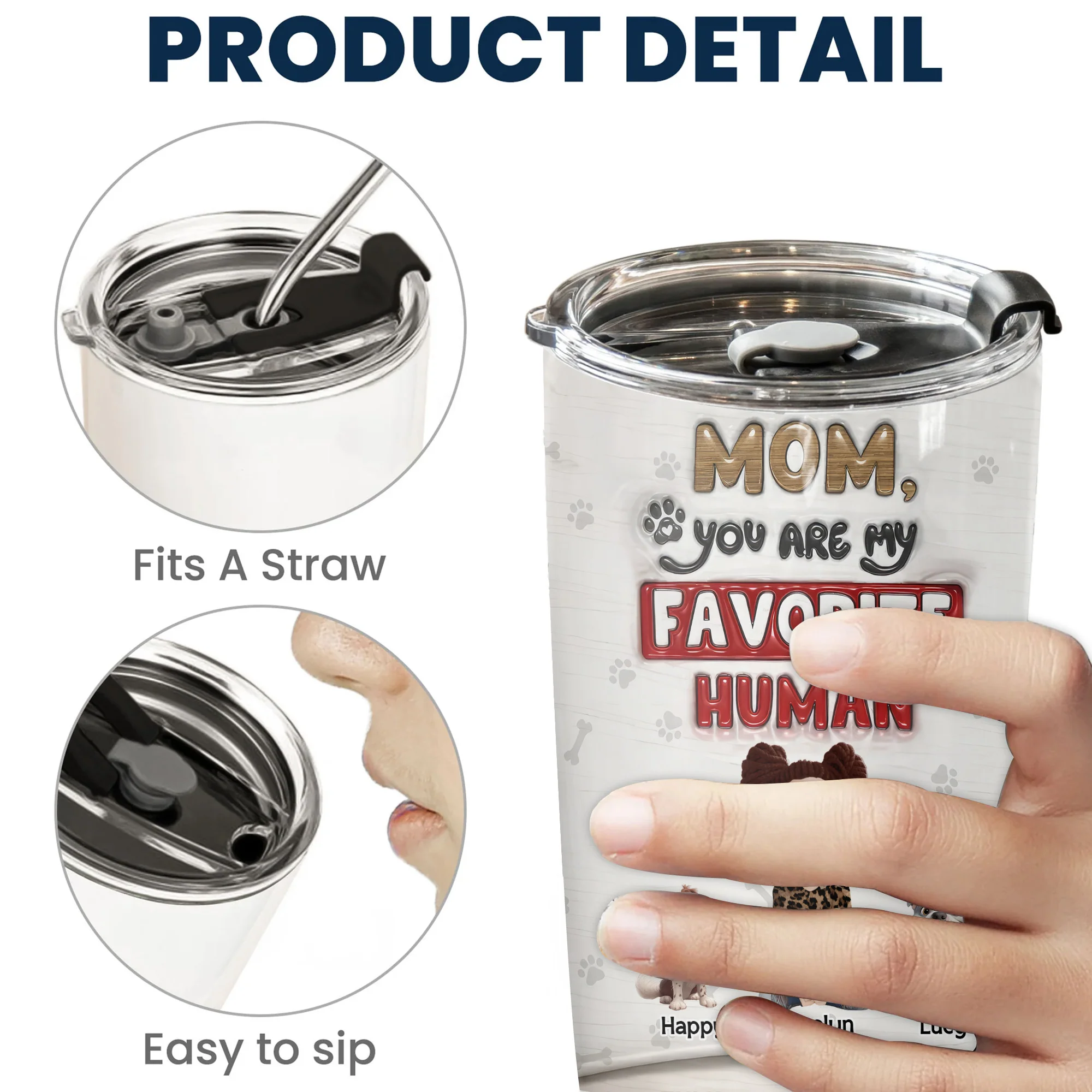 Mom You Are Our Favorite Human 3D Inflated Effect Cartoon Dog - Personalized Tumbler Cup - Gift for Pet Owners, Pet Lovers, Dog Mom | CLP15 NH96 - Image 5