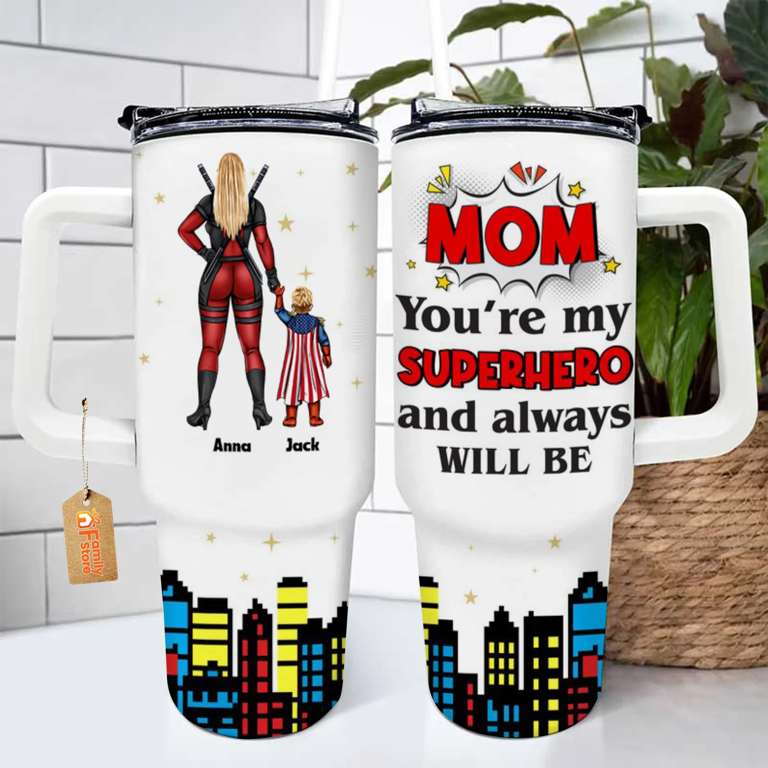 Mom, You're My Super Hero And Always Will Be - Gift For Mom, Wife, Mother  - Personalized 40oz Tumbler Cup With Straw - CL02 NA94 - Image 3