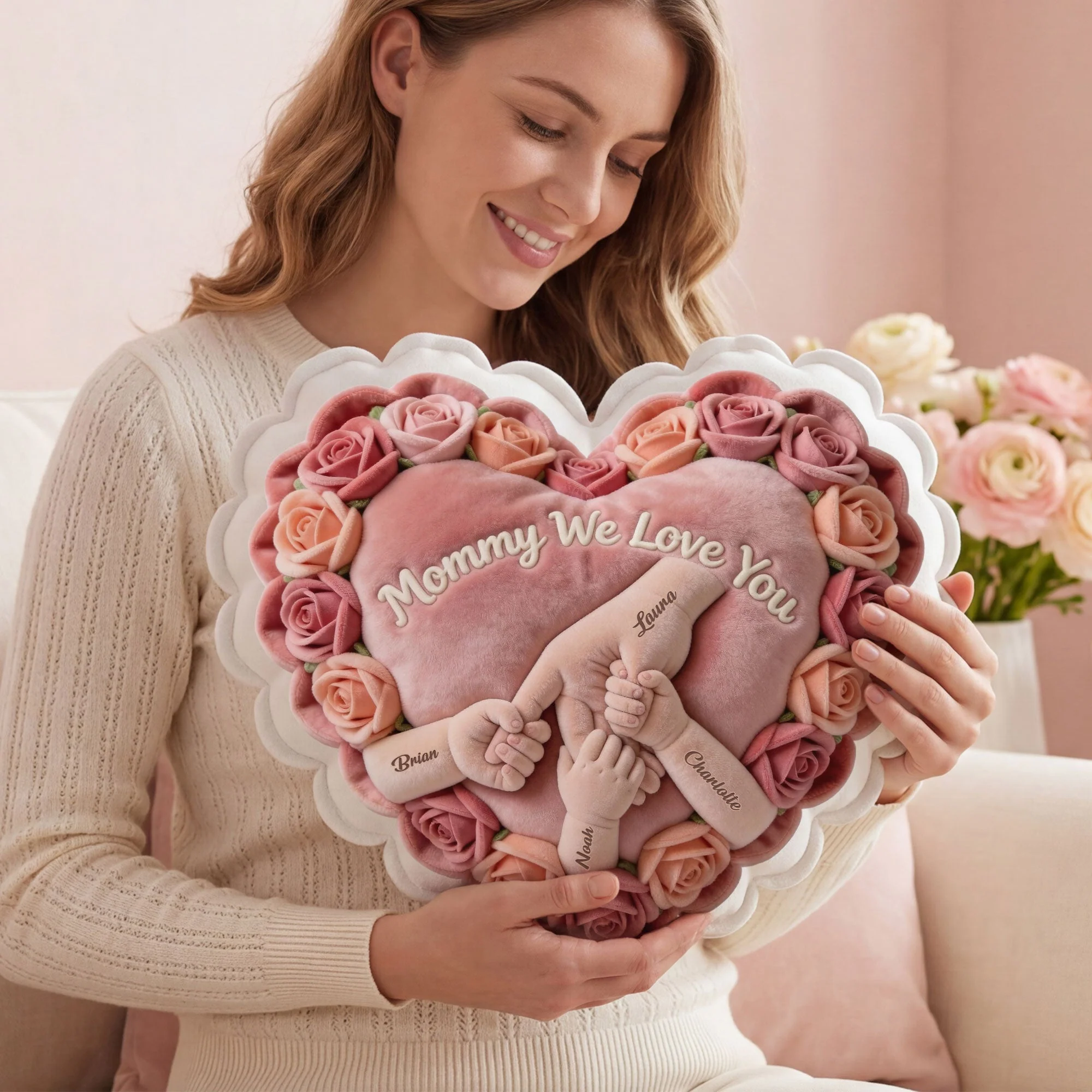 Mommy We Love You - Personalized Custom Shaped Pillow - Gift For Mom, Grandma - Image 2