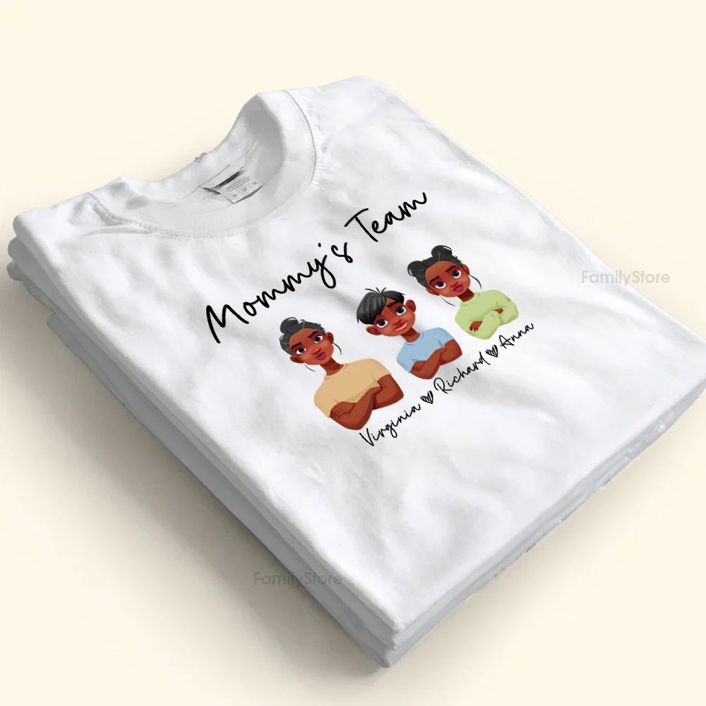 Mommy's Team Black Mom And Kids, Together We're A Team Black African - Personalized Shirt - Gift for Mom, Grandma, Wife CL50 NH96 - Image 4