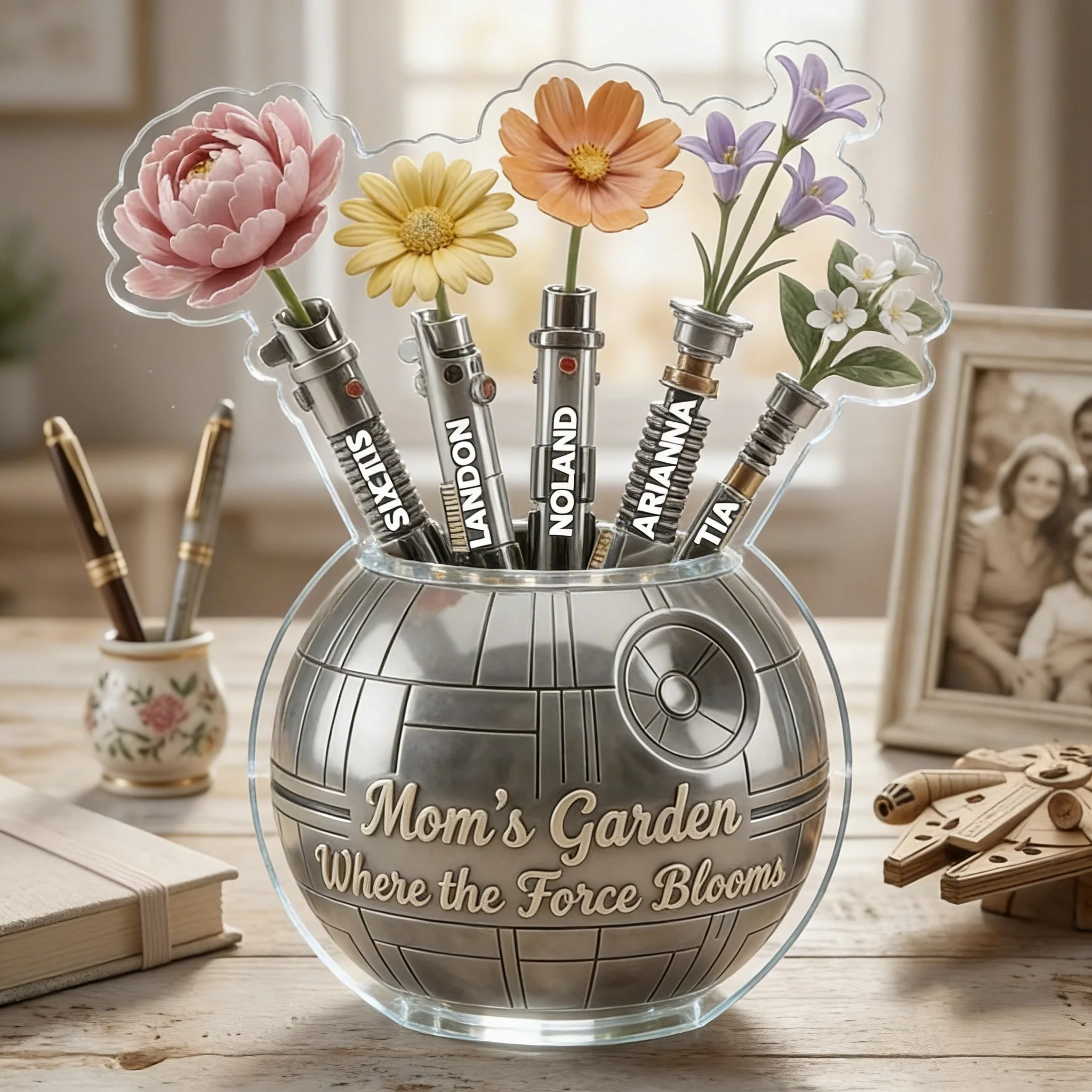 Mom’s Blooming Garden - Personalized Shape Acrylic Plaque - Gift For Mom, Grandma