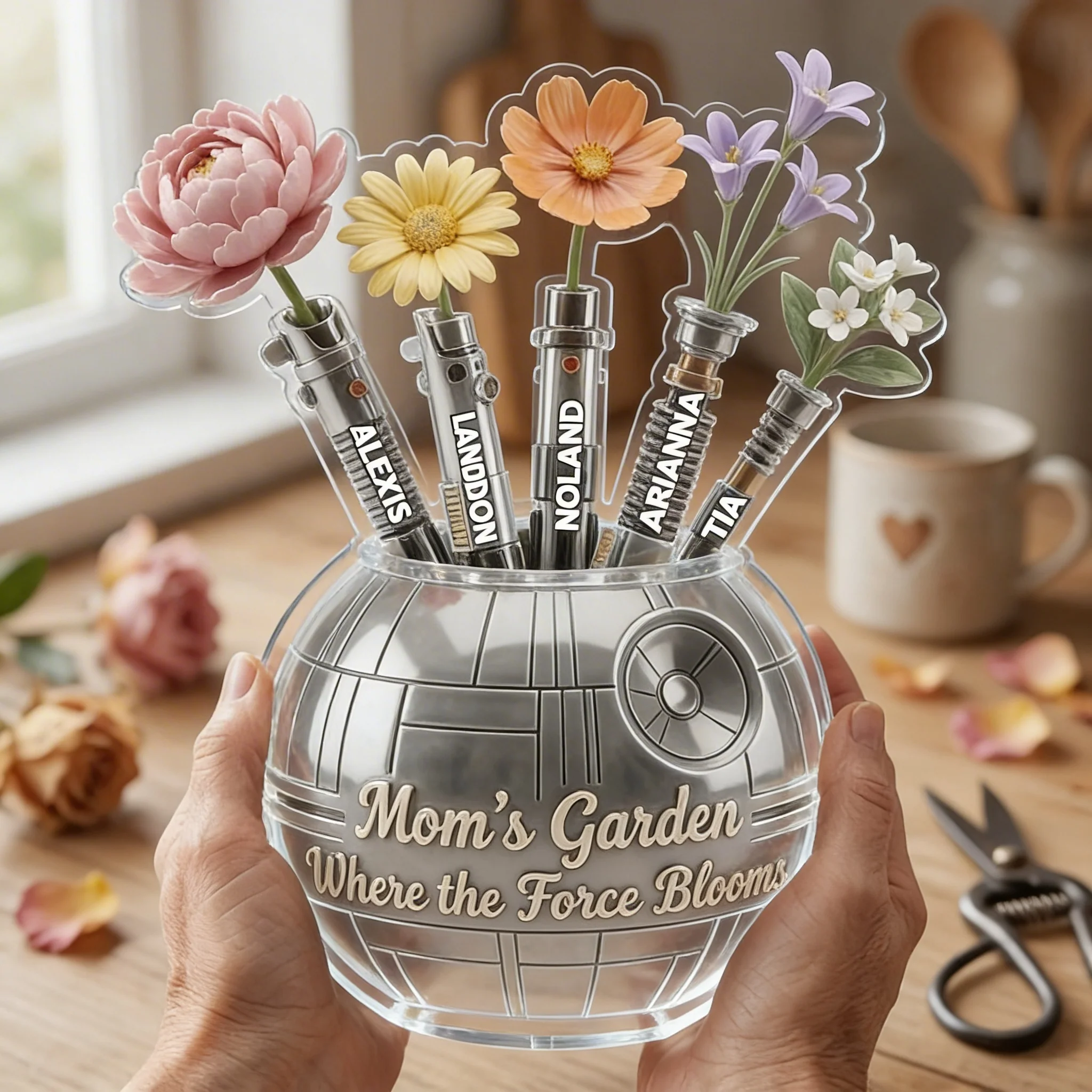Mom’s Blooming Garden - Personalized Shape Acrylic Plaque - Gift For Mom, Grandma - Image 2