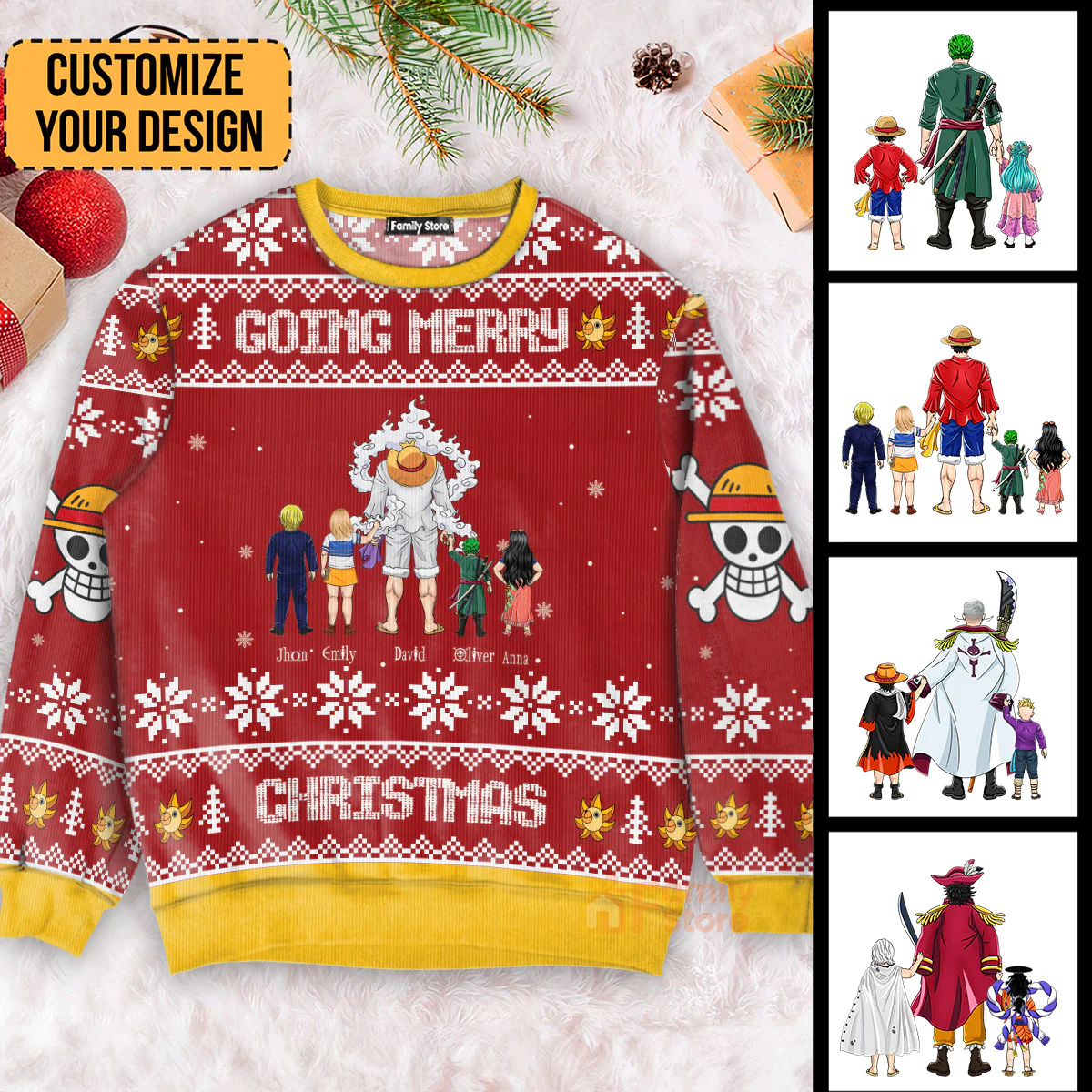OnPi Pirate Adventure Monkey D. Luffy Xmas - Personalized Ugly Sweatshirt - Gift for Dad, Grandpa, Husband CL11 NH96 - Image 5