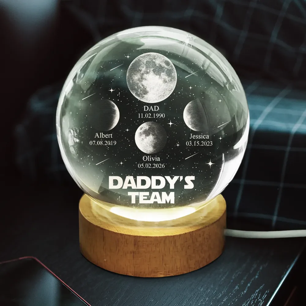 Moon Phase I Am Their Father - Personalized Crystal Globe Lamp - Gift For Dad - Image 3