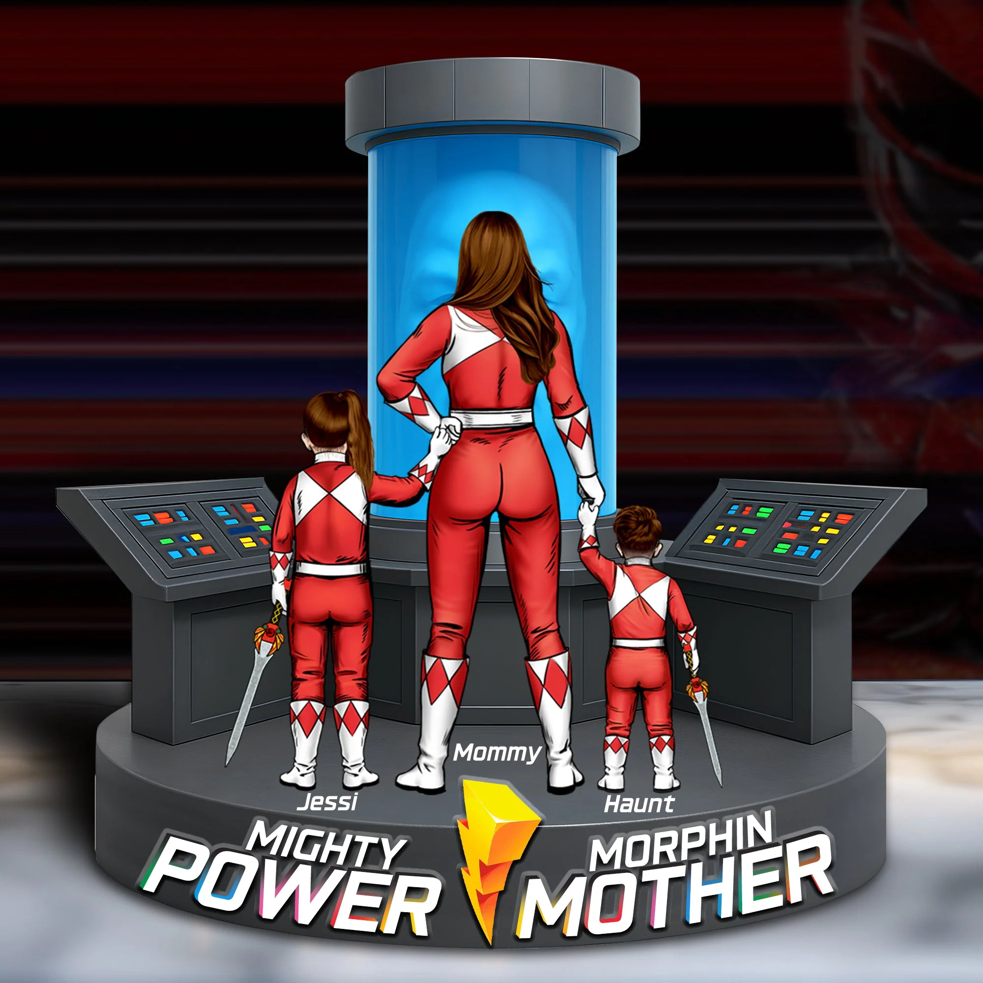 Morphin Mother Mighty Power - Personalized Shaped Acrylic Plaque - Gift For Mom