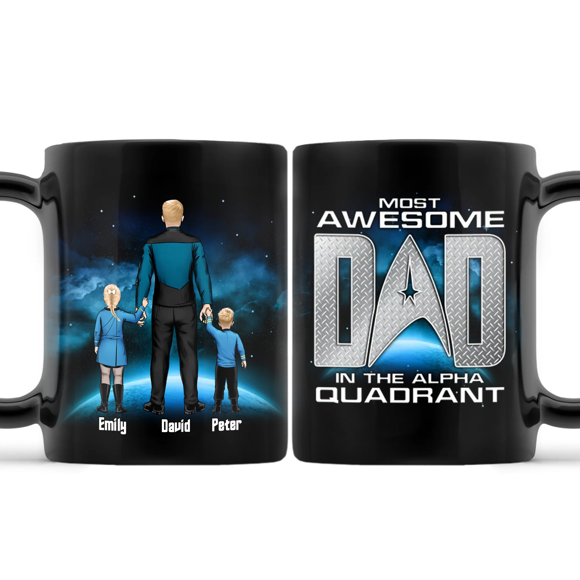 Most Awesome Dad In The Alpha Quadrant - Gift For Dad - Personalized Black Mug - CL22 NA94