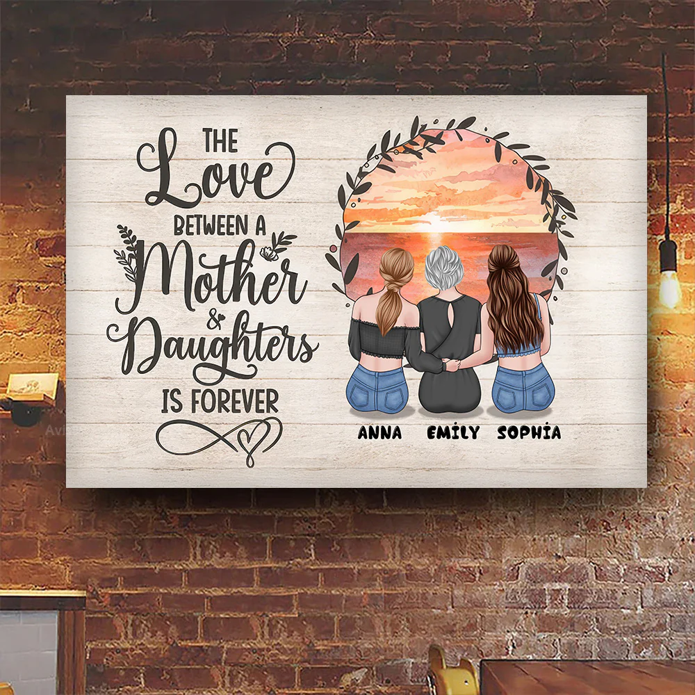 Mother And Children Forever Link Together - Personalized Canvas Poster - Gift For Mom,Grandma, Mother's Day | GR24 NA94