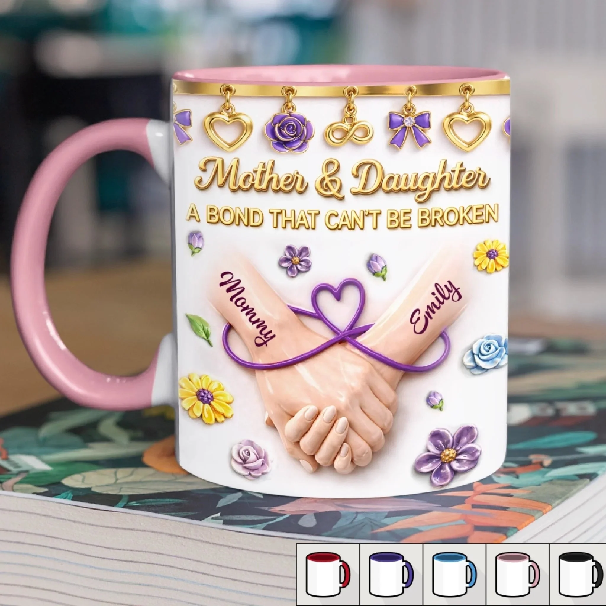 Mother & Daughter A Bond That Can't Be Broken - Personalized Accent Mug - Gift For Mom, Daughter | HN02