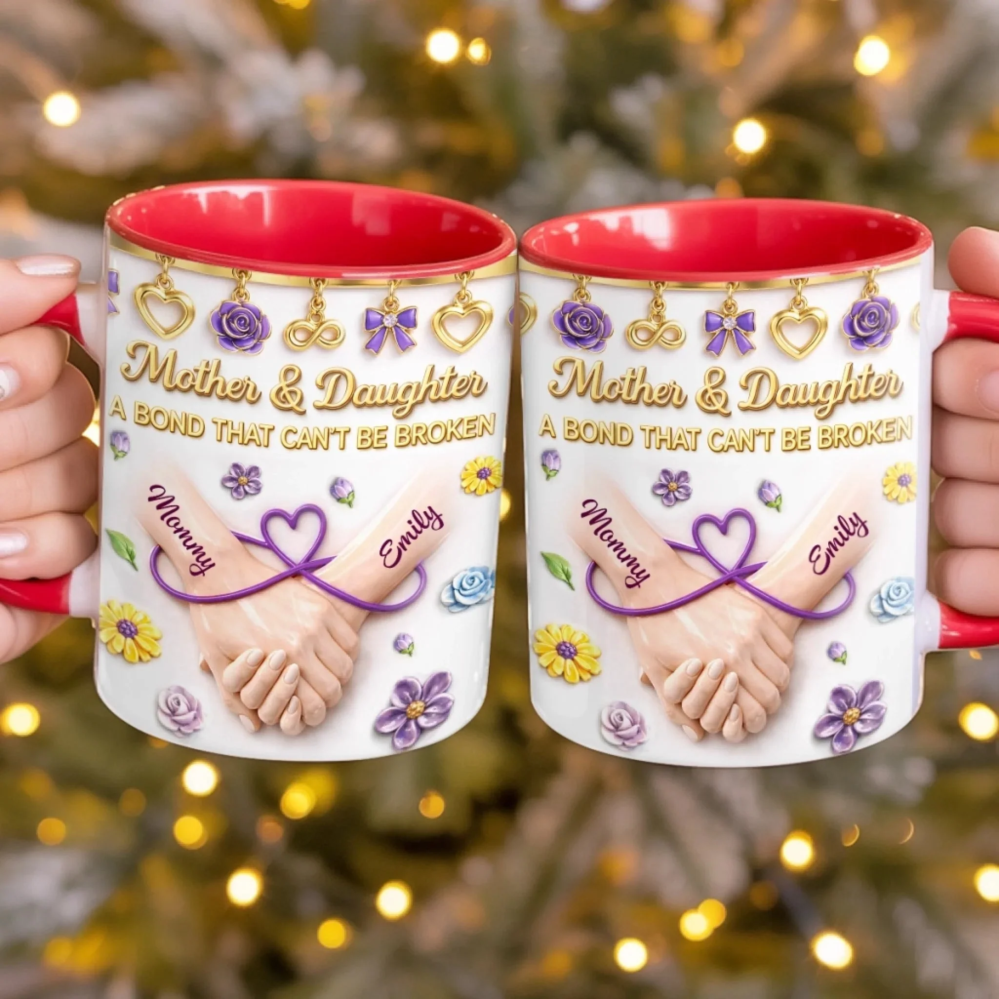 Mother & Daughter A Bond That Can't Be Broken - Personalized Accent Mug - Gift For Mom, Daughter | HN02 - Image 3