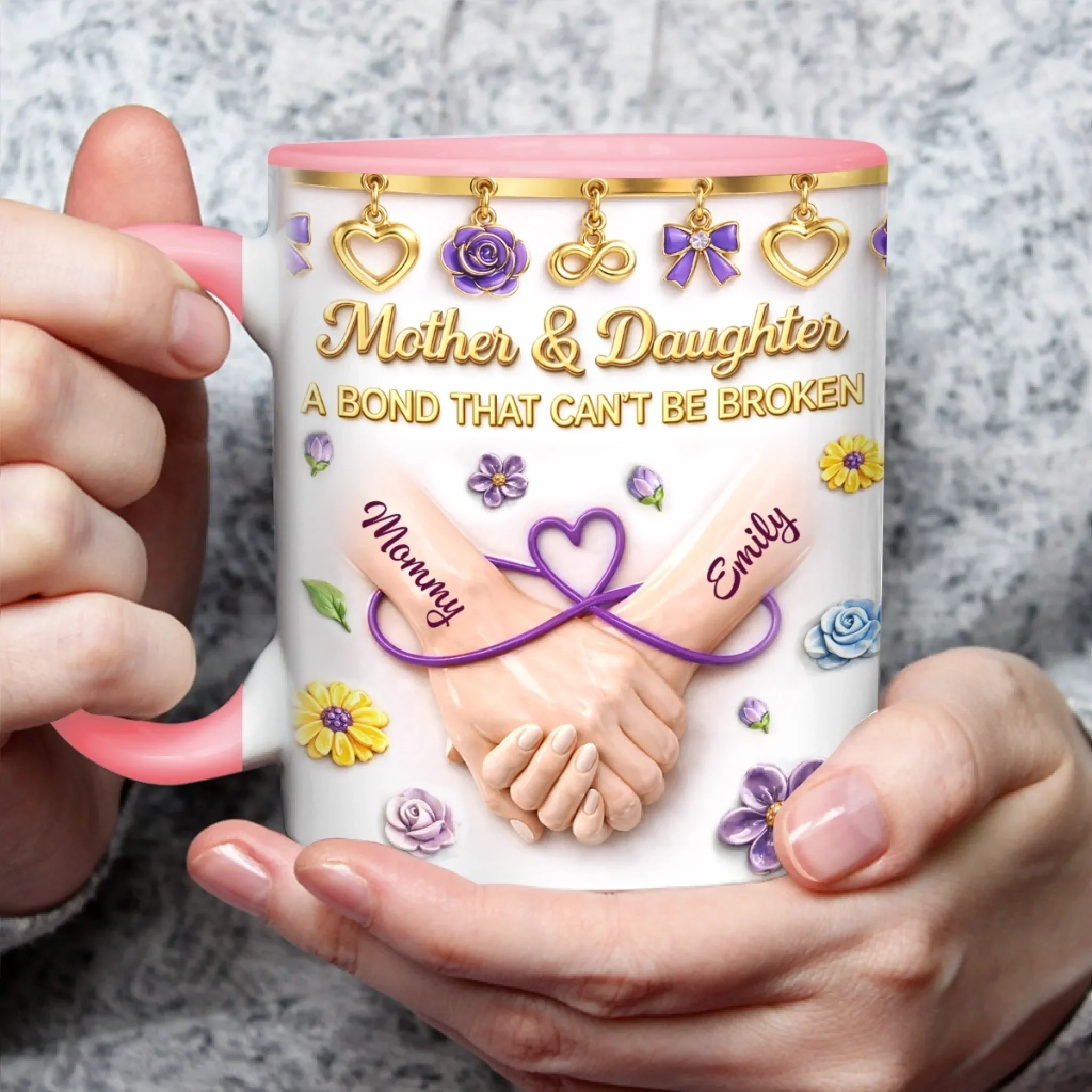 Mother & Daughter A Bond That Can't Be Broken - Personalized Accent Mug - Gift For Mom, Daughter | HN02 - Image 4