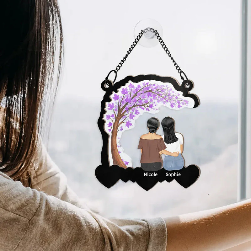 Mother & Daughter Forever Linked Together Heart By Heart - Personalized Window Hanging Suncatcher - Gift For Mom, Mother's Day | GR24 HN02 - Image 5