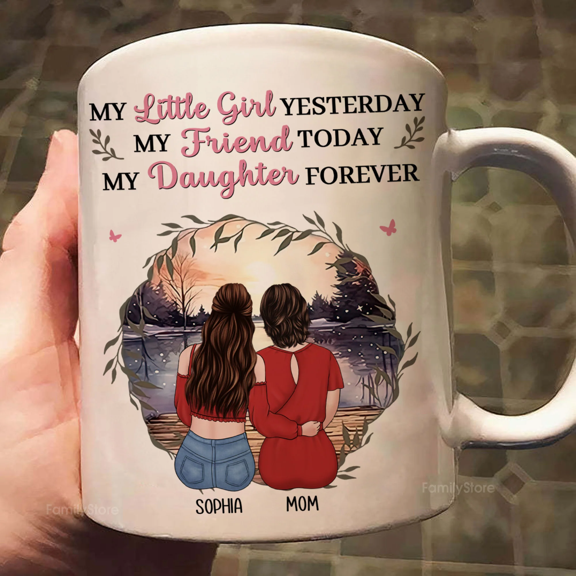 Mother & Daughter My Friend Today My Daughter Forever - Personalized Ceramic Mug - Gift For Mom, Grandma, Mother's Day | GR24 NA94 - Image 2