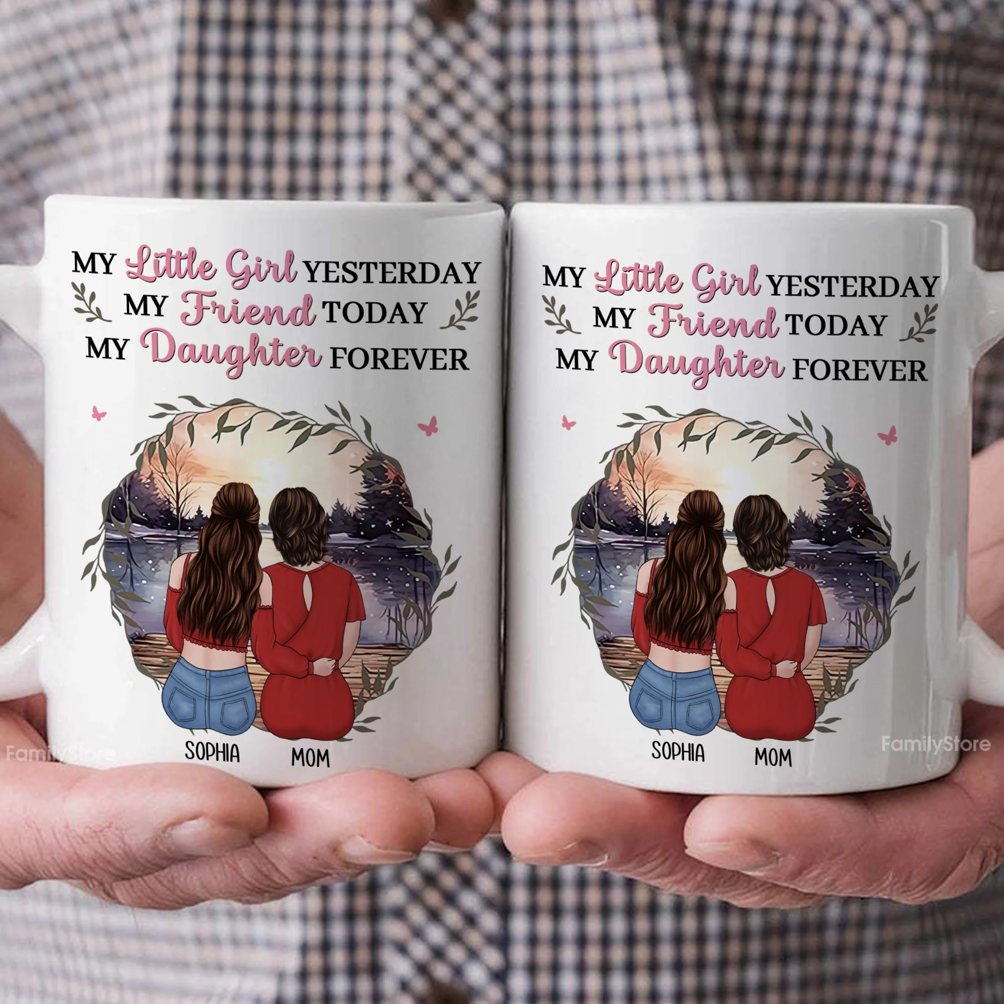 Mother & Daughter My Friend Today My Daughter Forever - Personalized Ceramic Mug - Gift For Mom, Grandma, Mother's Day | GR24 NA94 - Image 3