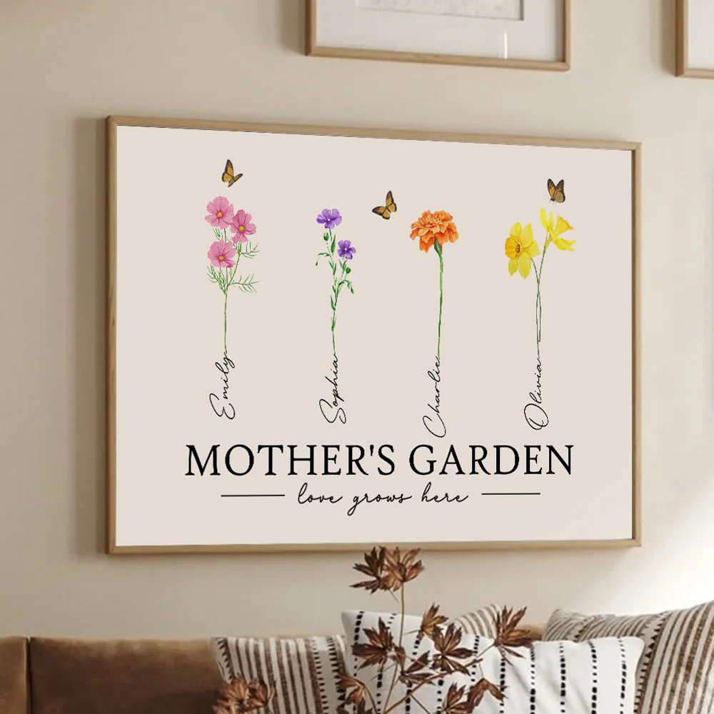 Mother Grandma's Garden Love Grows Here - Personalized Poster Canvas - Gift For Mom, Grandma - Image 2