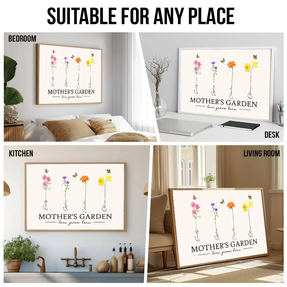 Mother Grandma's Garden Love Grows Here - Personalized Poster Canvas - Gift For Mom, Grandma - Image 5