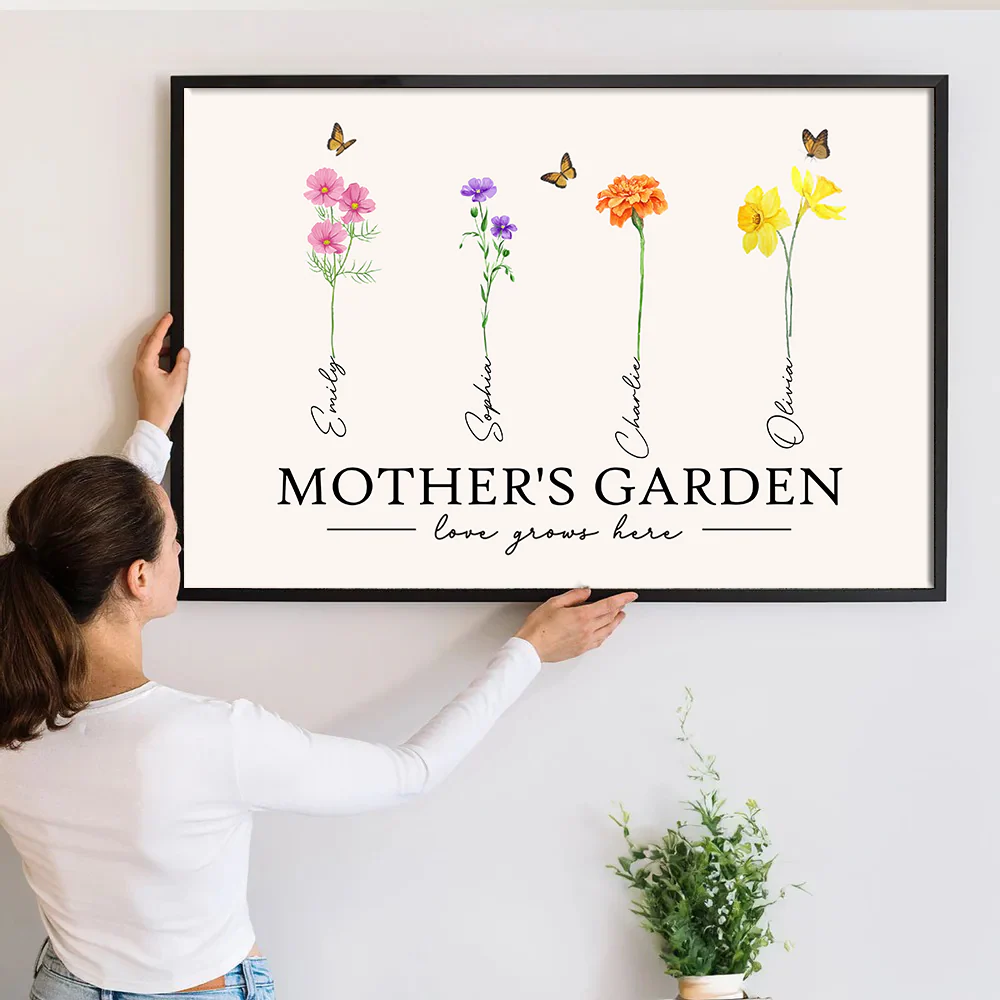 Mother Grandma's Garden Love Grows Here - Personalized Poster Canvas - Gift For Mom, Grandma - Image 6