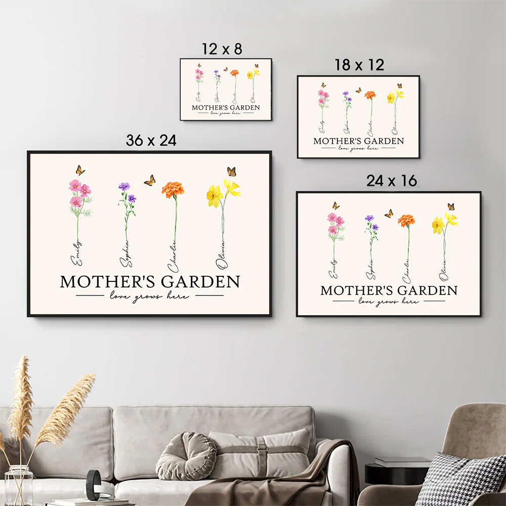 Mother Grandma's Garden Love Grows Here - Personalized Poster Canvas - Gift For Mom, Grandma - Image 7