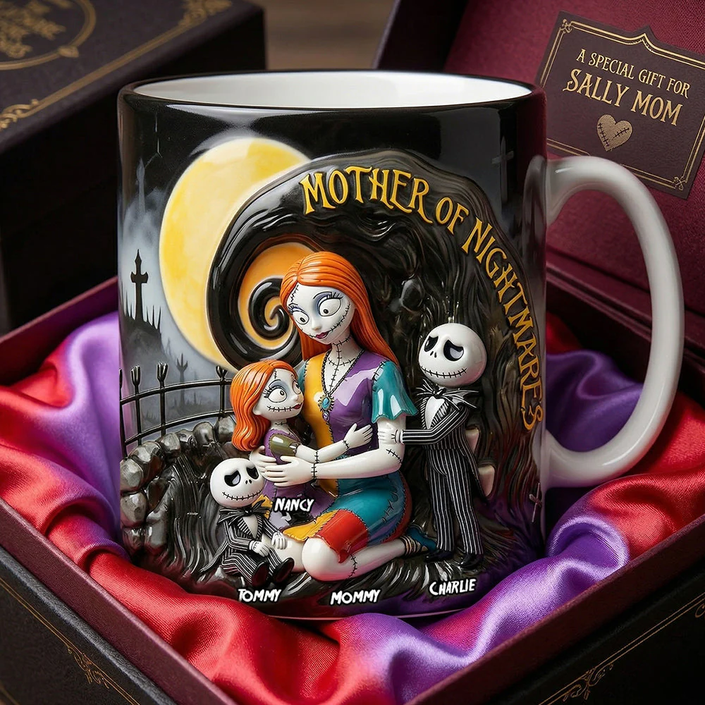 Mother Of Spooky - Personalized White Edge-to-Edge Mug - Gift For Mom, Mother's Day, Fan Movies - Image 2