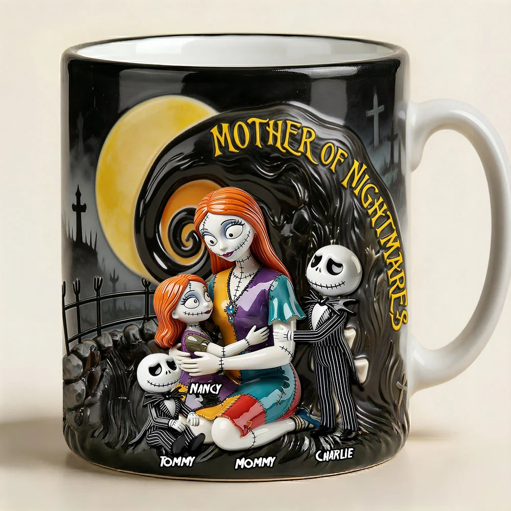 Mother Of Spooky - Personalized White Edge-to-Edge Mug - Gift For Mom, Mother's Day, Fan Movies - Image 3