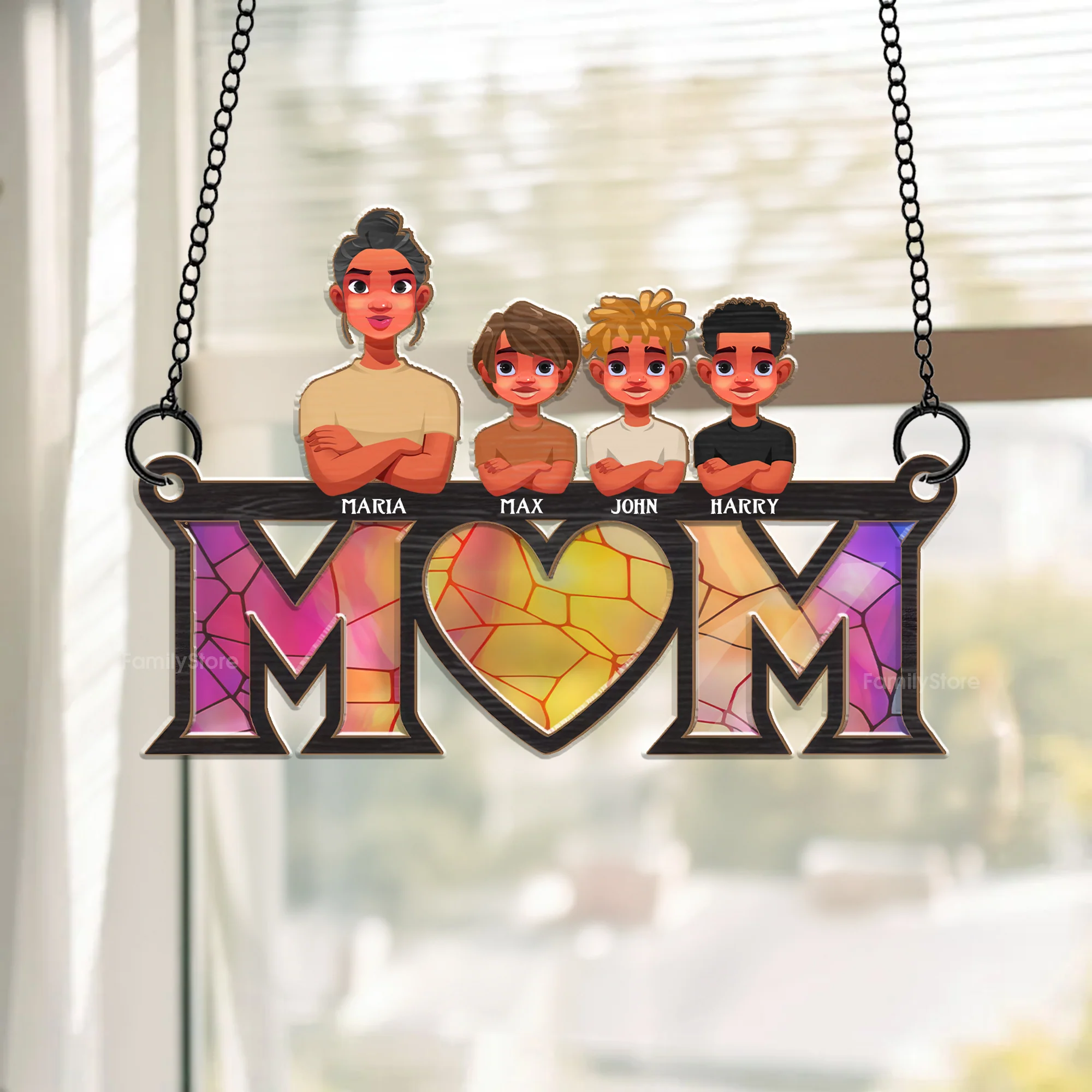 Mother We Love You - Personalized Window Hanging Window Hanging Suncatcher Ornament - Gift For Mom, Grandma, Mother's Day - CL50 NA94