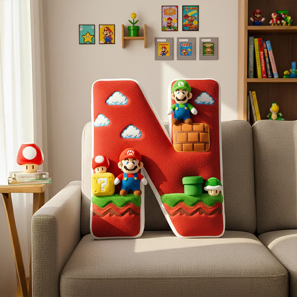 Mrio Adventure With Your Alphabet - Personalized Custom Shaped Pillow - Gifts For Kids - Image 3