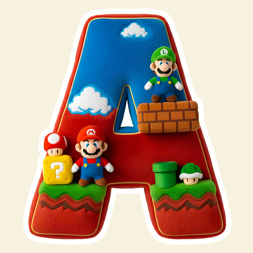 Mrio Adventure With Your Alphabet - Personalized Custom Shaped Pillow - Gifts For Kids - Image 5