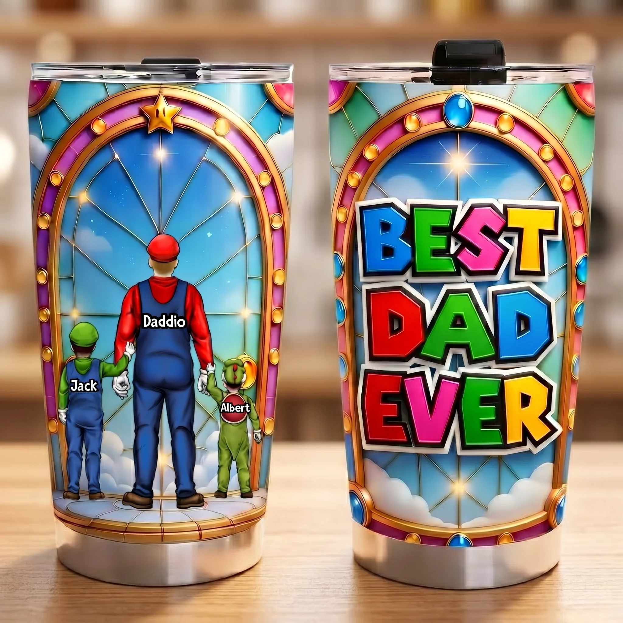 Mrio Best Dad Ever - Personalized Tumbler - Gift For Dad - Image 2