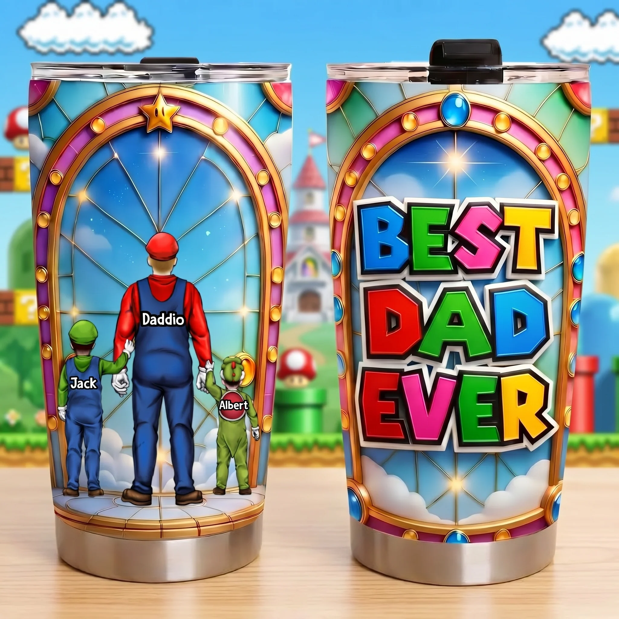 Mrio Best Dad Ever - Personalized Tumbler - Gift For Dad - Image 3