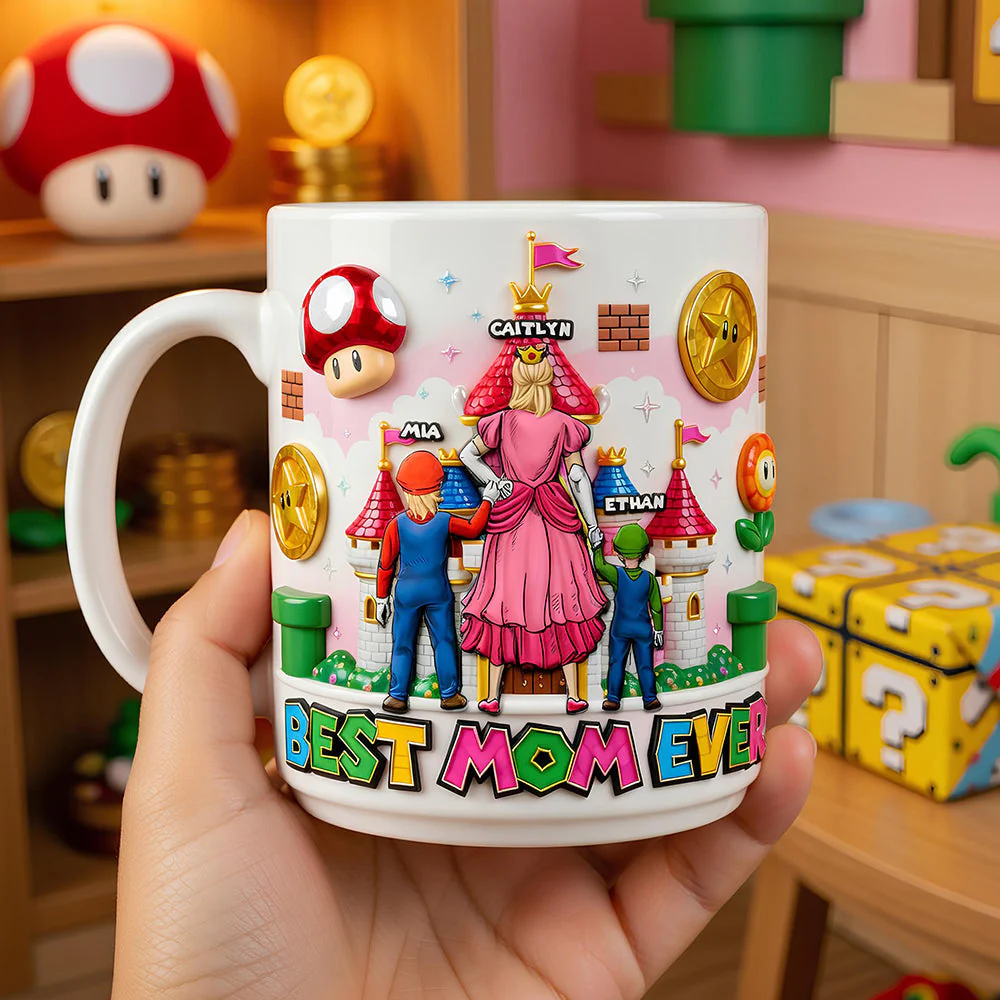 Mrio Best Mom Ever Mommio Power Up - Personalized White Mug - Gift For Mom - Image 2
