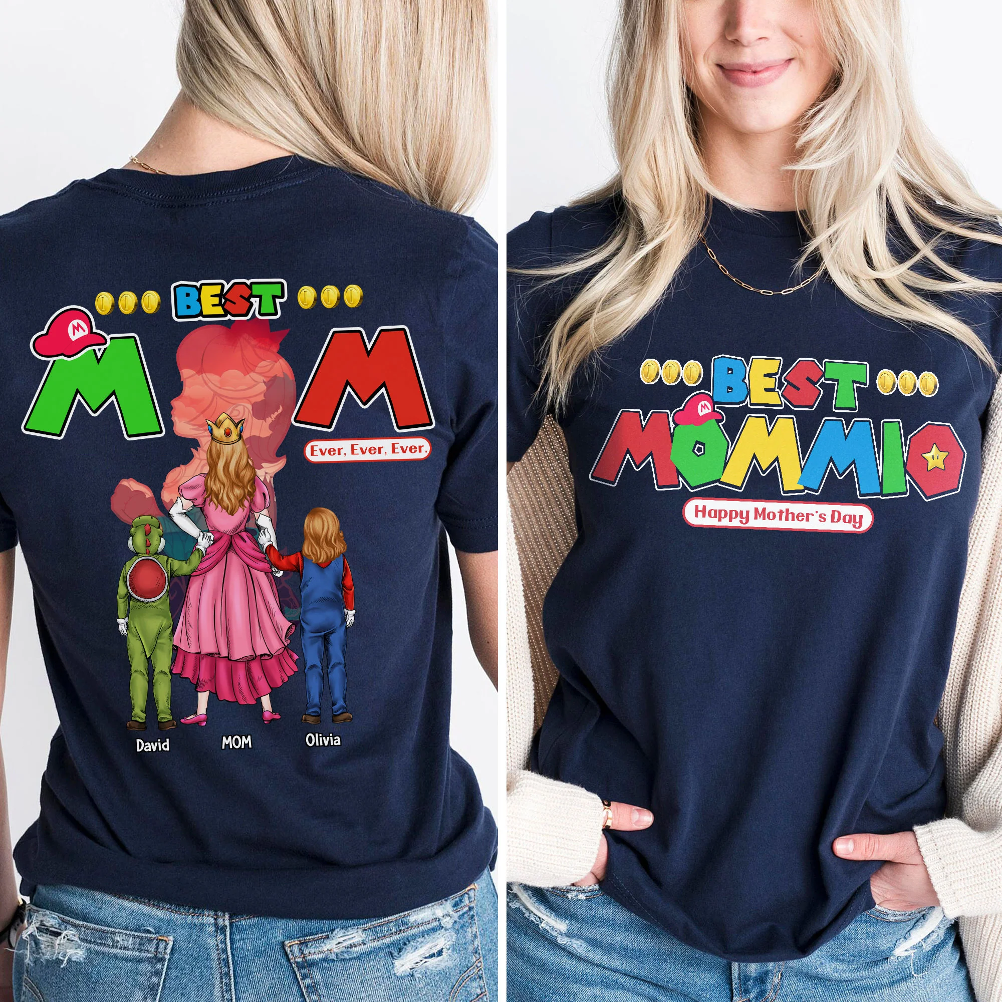 Mrio Best Mommio Best Mom Ever Ever - Personalized Shirt 2 Side - Gift For Mom