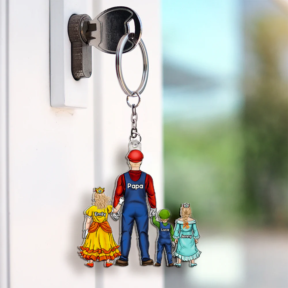 Mrio Gamer Dad - Personalized Acrylic Keychain - Gift For Dad