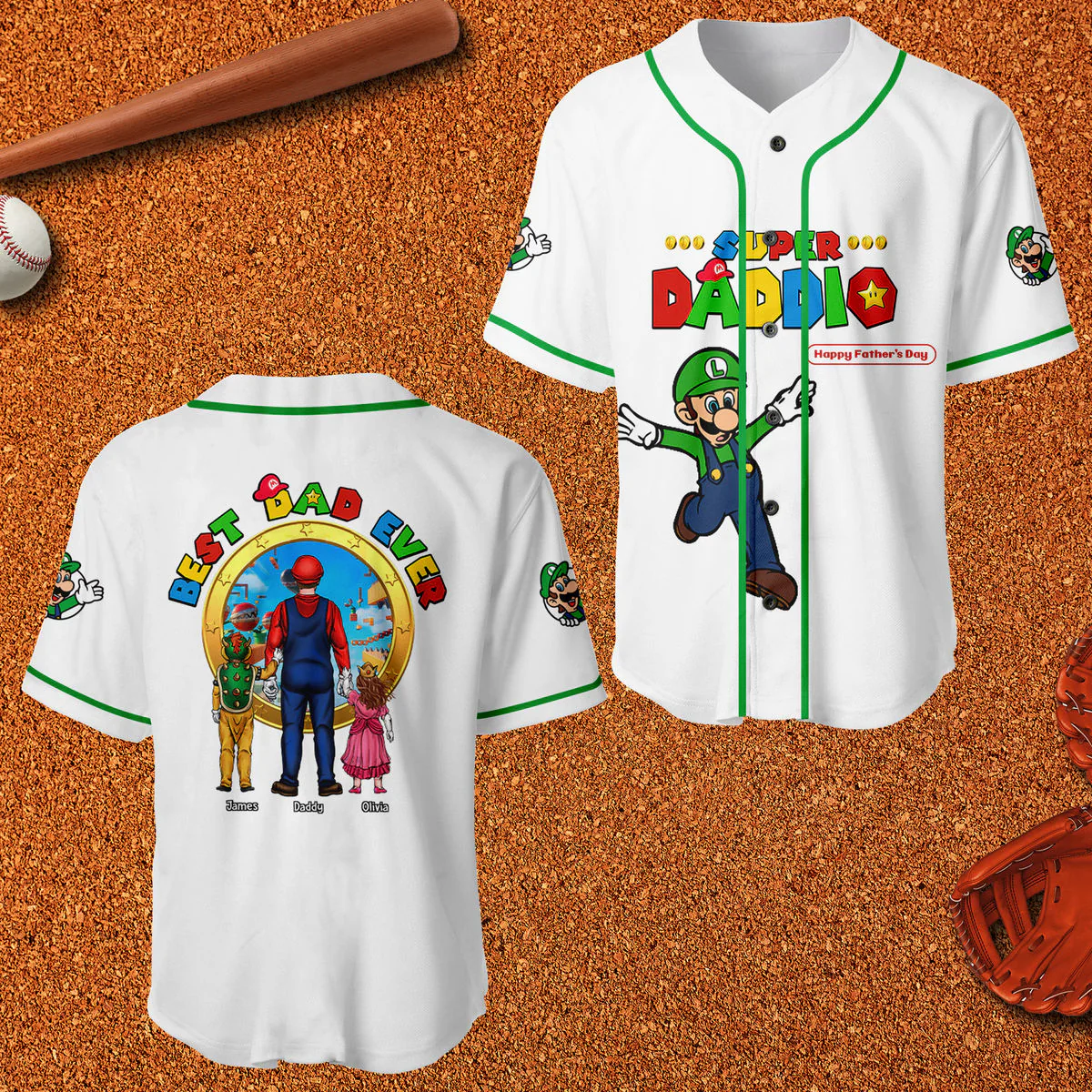 Mrio Super Daddio Best Dad Ever - Personalized Baseball Jersey - Gift For Dad - Image 7