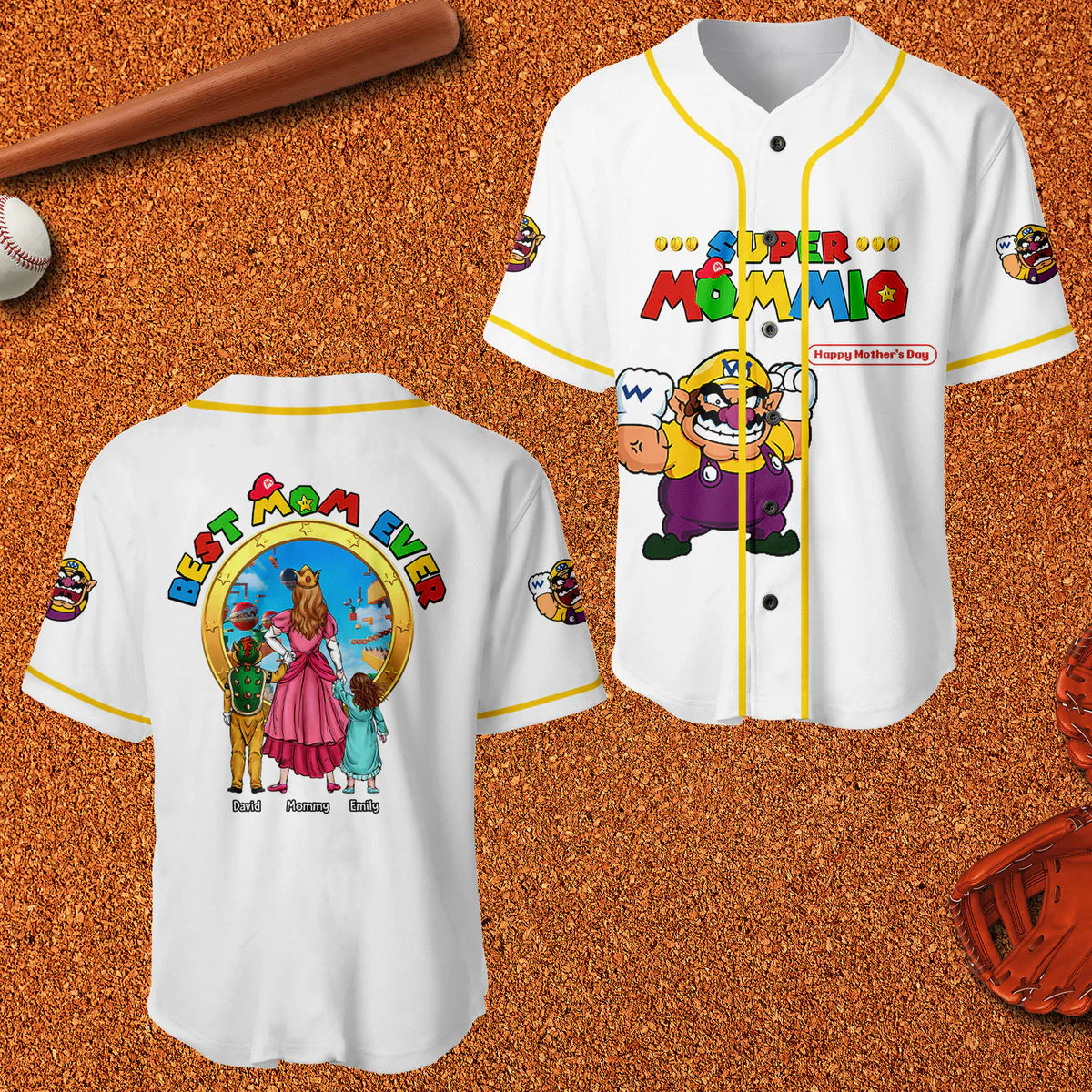 Mrio Super Mommio Best Mom Ever - Personalized Baseball Jersey - Gift For Mom - Image 7