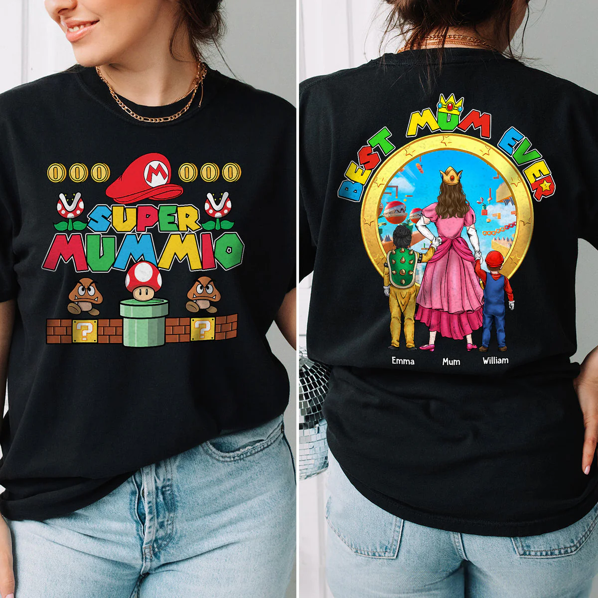 Mrio Super Mommio Gaming - Personalized Shirt 2 Side - Gift For Mom - Image 2