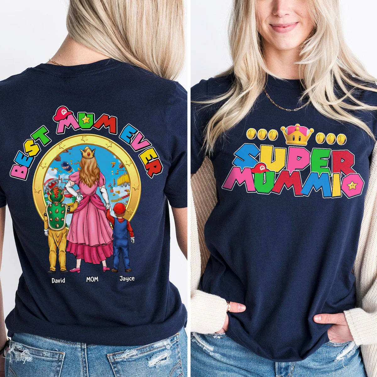 Mrio Super Mommio - Personalized Shirt 2 Side - Gift For Mom - Image 2