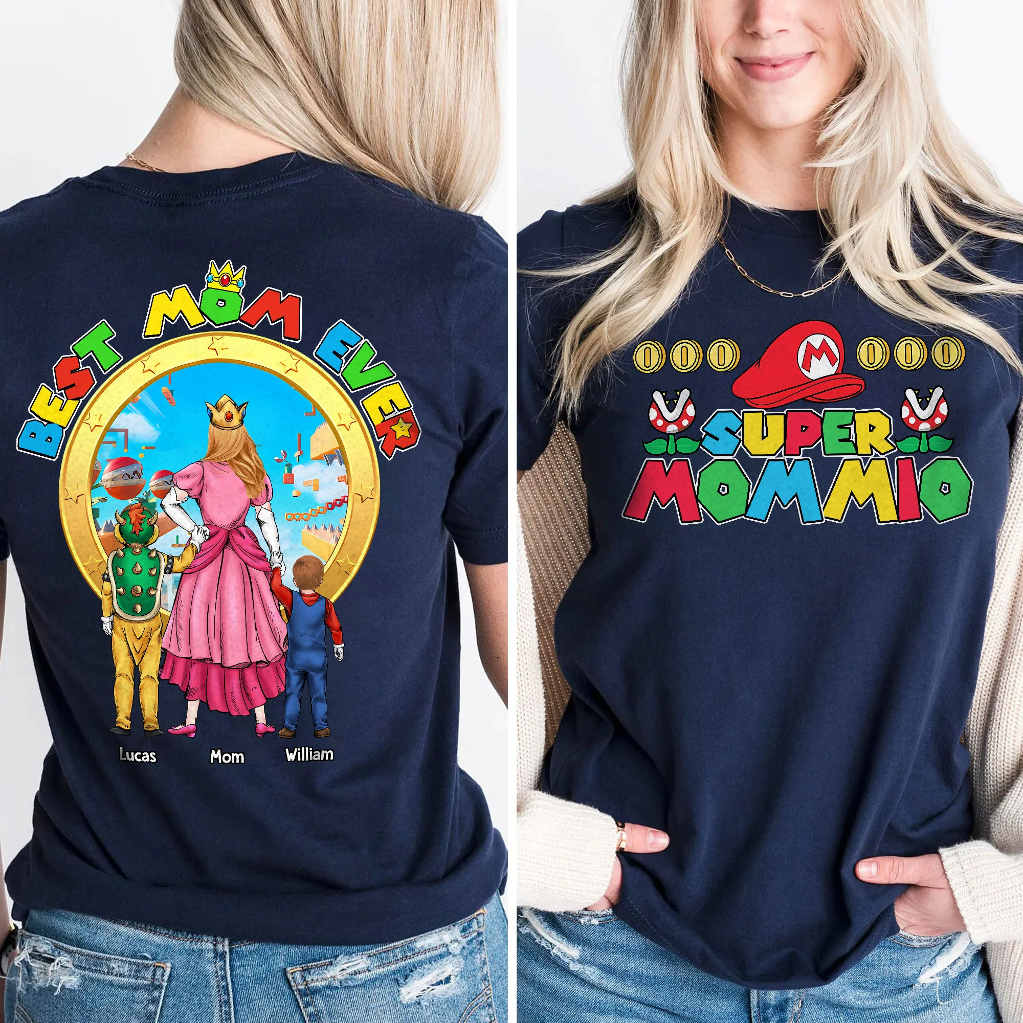 Mrio Super Mummio Best Mom Ever - Personalized Shirt 2 Side - Gift For Mom - Image 2