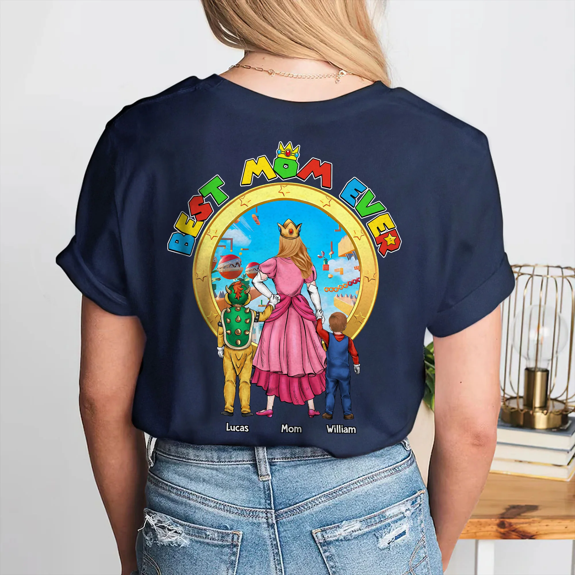 Mrio Super Mummio Best Mom Ever - Personalized Shirt 2 Side - Gift For Mom - Image 5