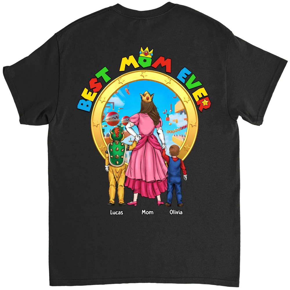 Mrio Super Mummio Best Mom Ever - Personalized Shirt 2 Side - Gift For Mom - Image 7