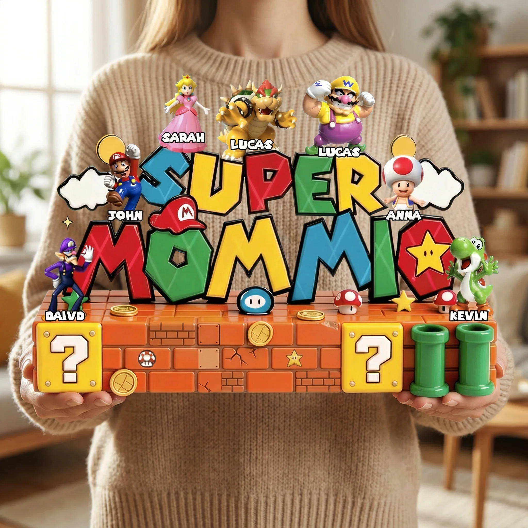 Mrio This Super Mom Belongs To - Personalized Acrylic Plaque - Gift For Mom, Gamers, Fan Movies HH01 - Image 3