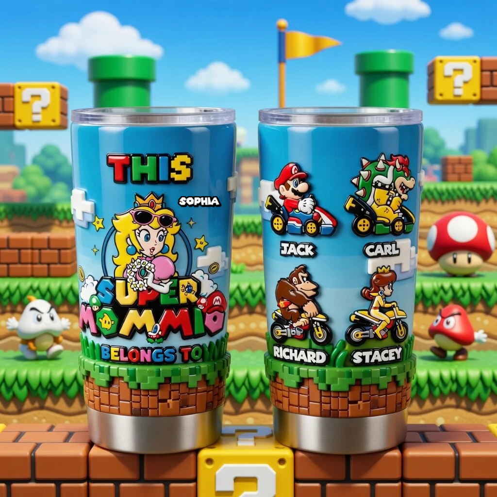 Mrio This Super Mom Belongs To - Personalized Tumbler - Gift For Mom, Gamers, Fan Movies HH01 - Image 2