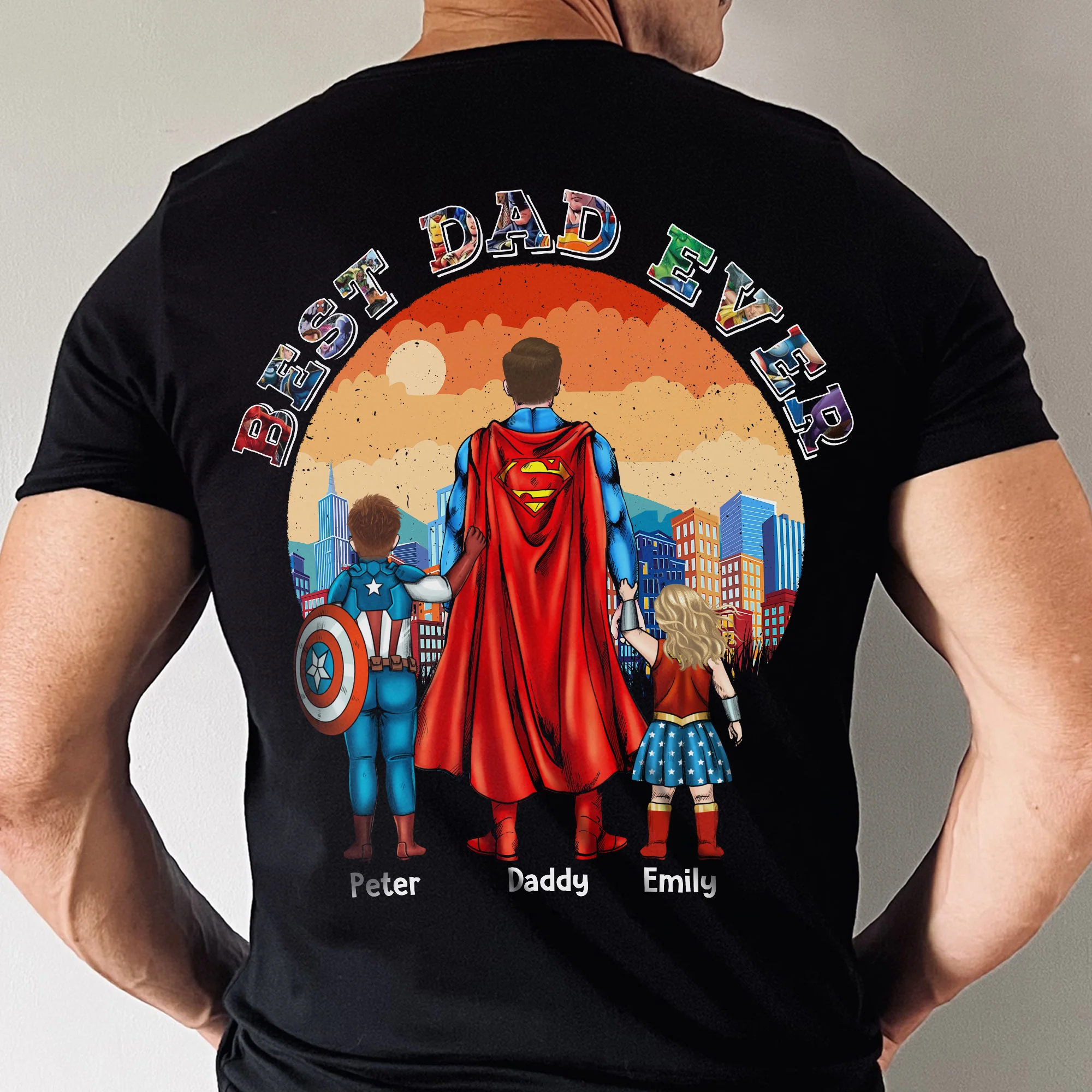 MRVL Best Dad Ever Super Dad - Personalized Shirt 2 Side - Gift For Dad - Image 2