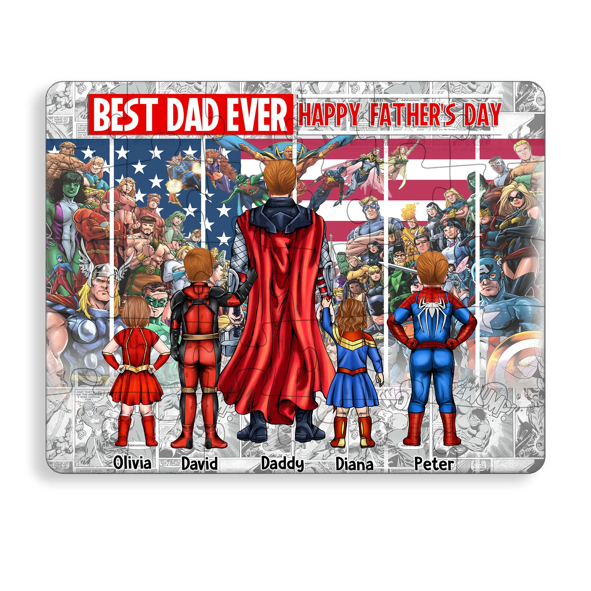 MRVL Best Dad Ever Super Hero - Personalized Puzzle - Gift For Dad - Image 3