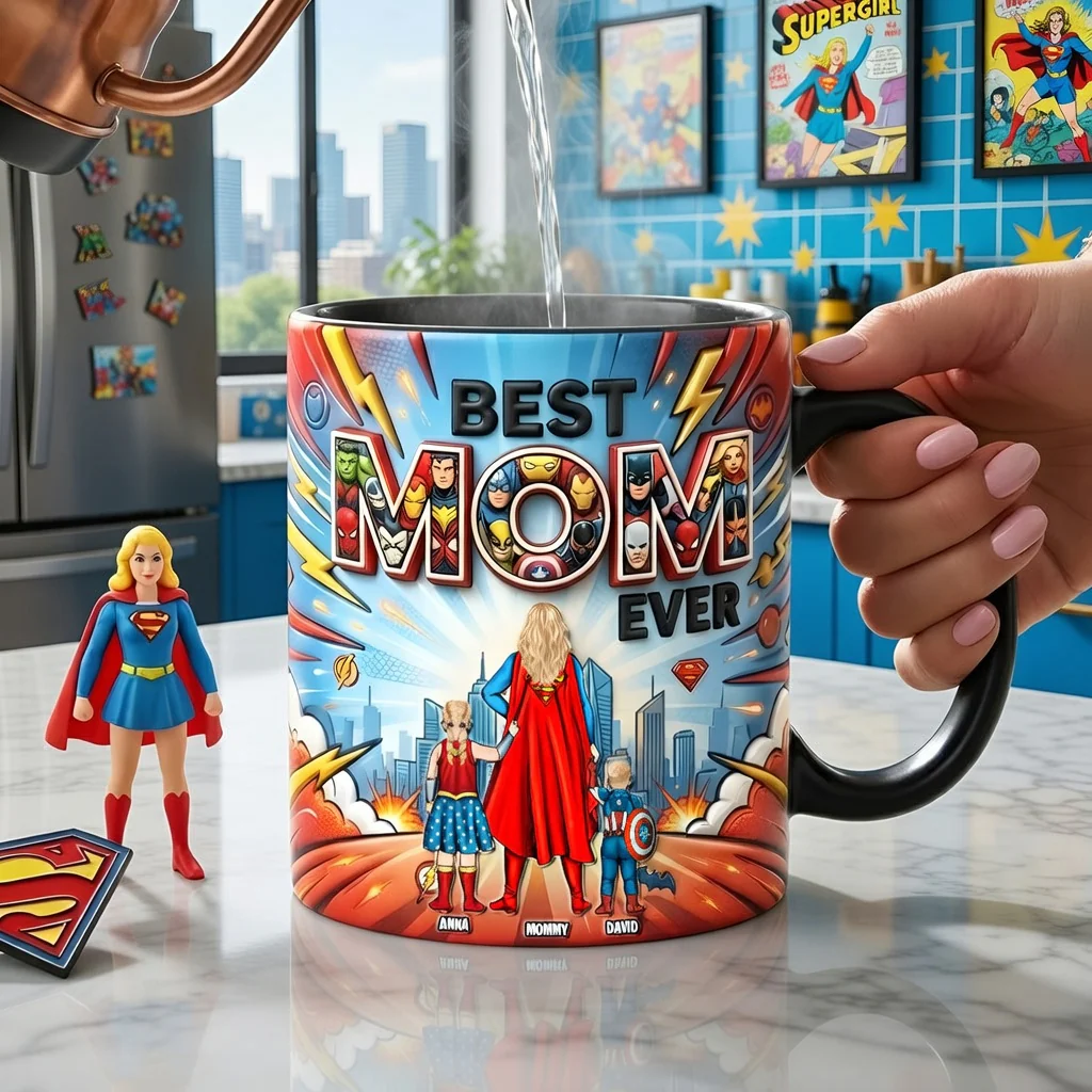 MRVL Best Mom Ever Boss Energy Magic - Personalized Accent Mug - Gift For Mom - Image 2