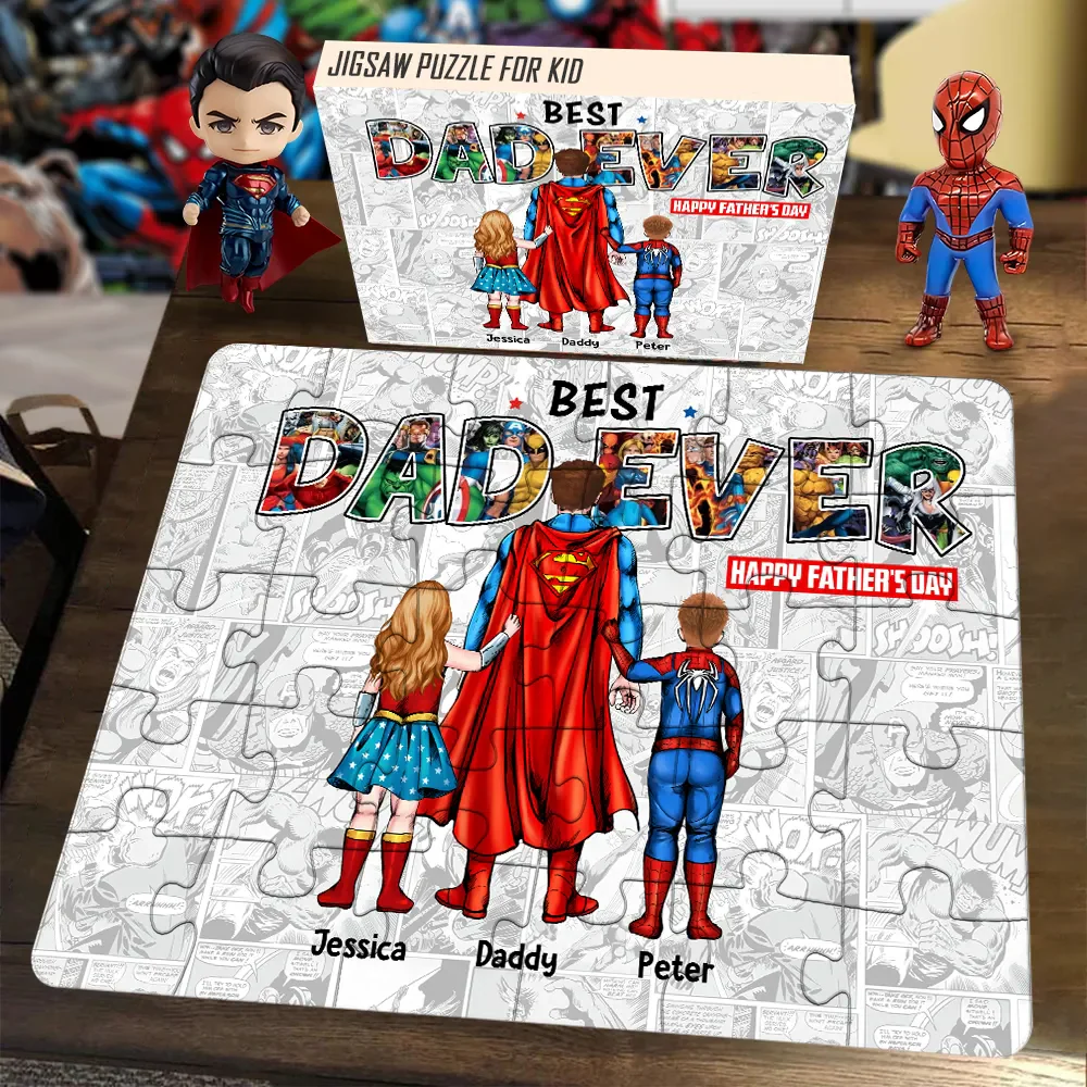 MRVL Best Mom Ever With Kids - Personalized Puzzle - Gift For Dad